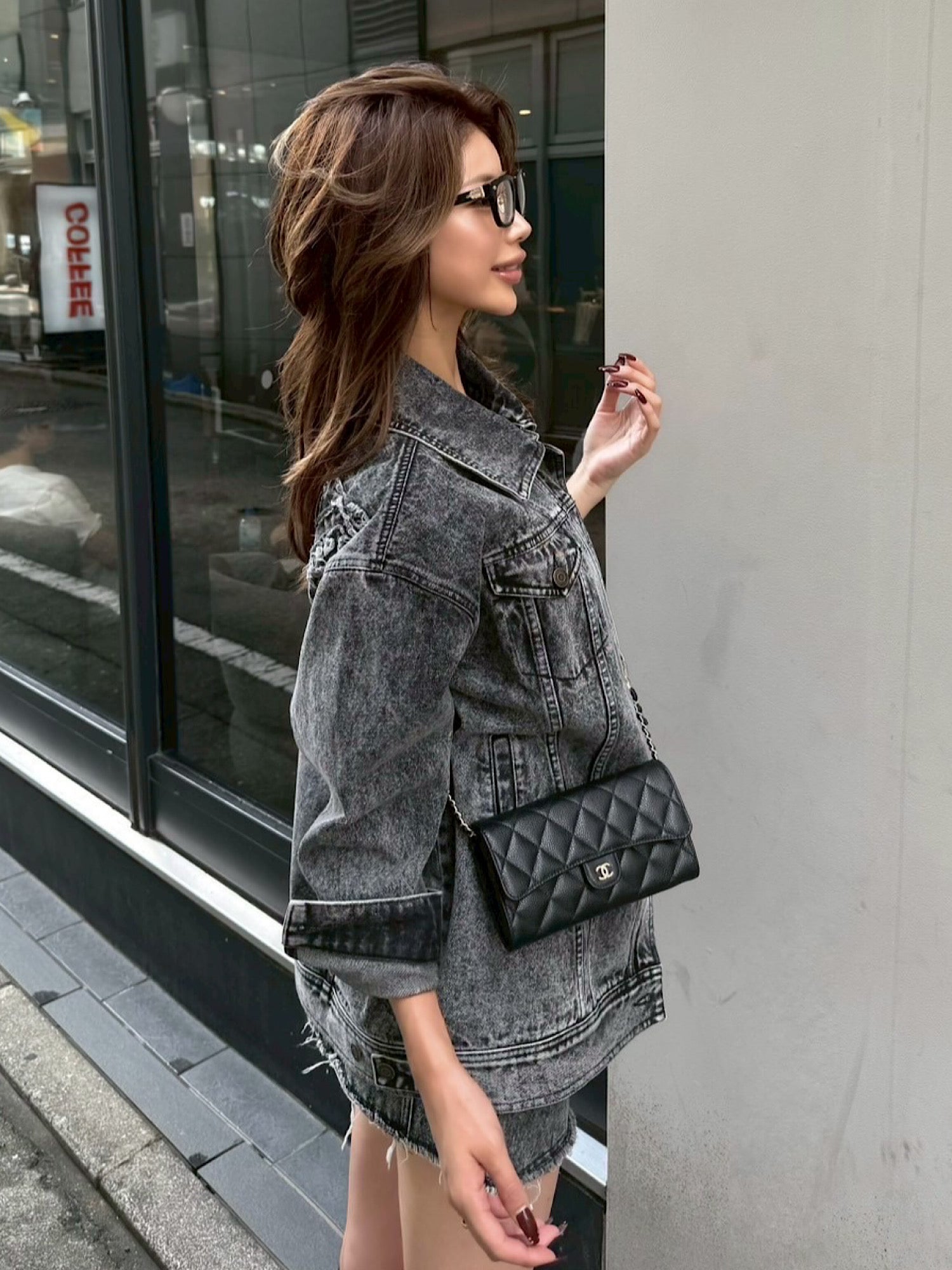 Chemical wash denim jacket(SET UP着用可)