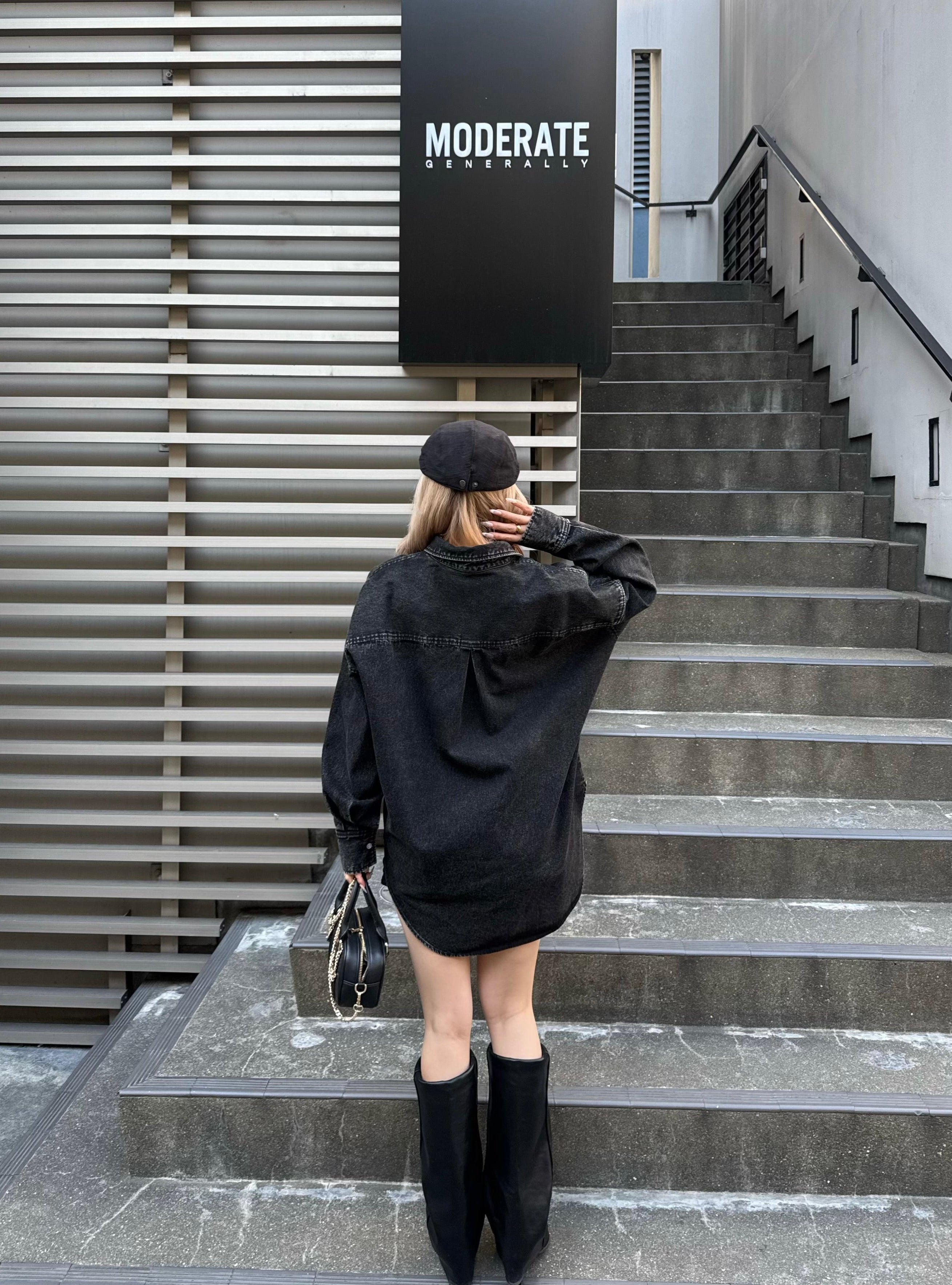 【予約】Leather pocket denim loose shirts(3月上旬〜中旬発送予定)