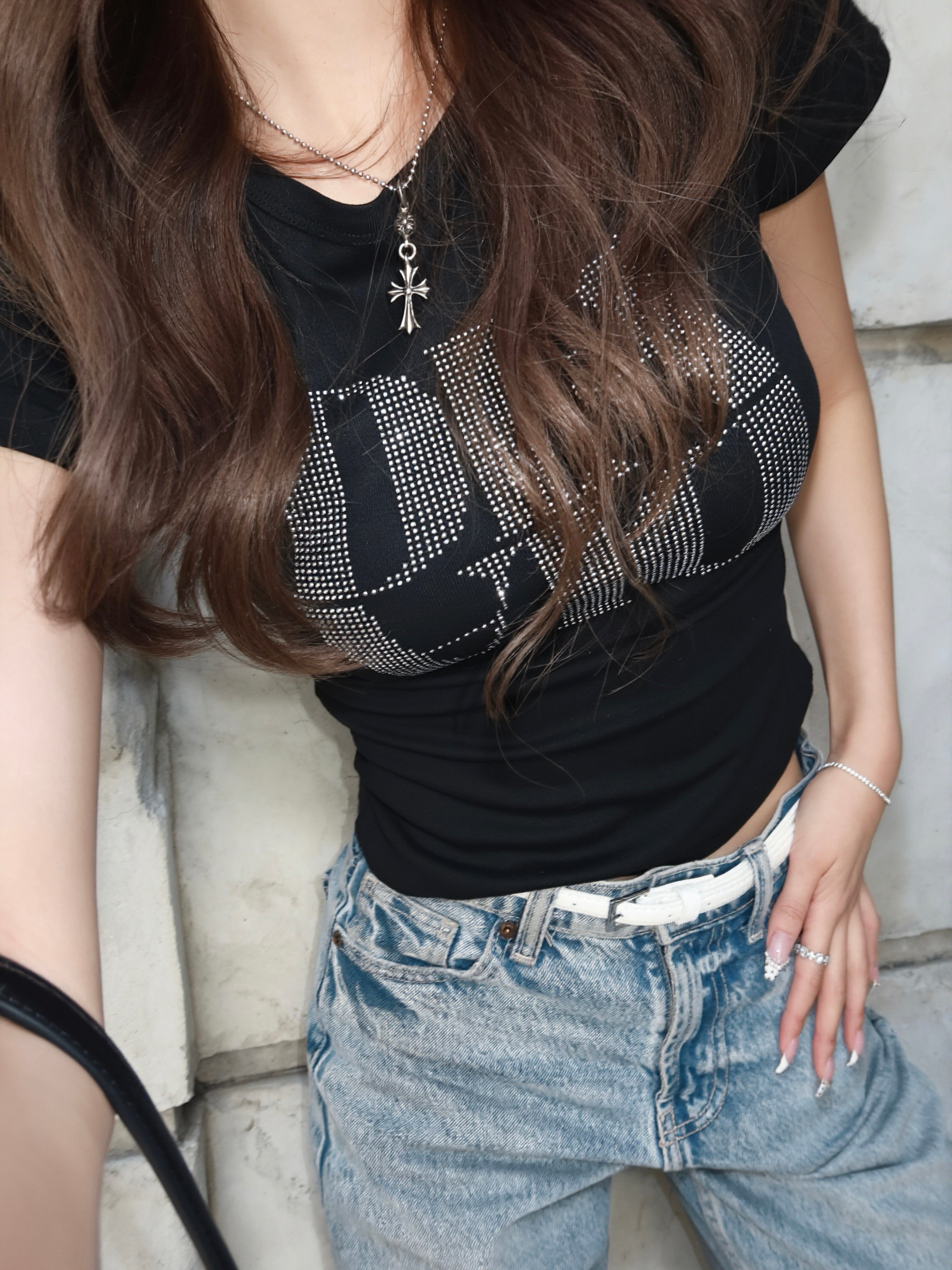 【予約】Rhinestone message mini Tee(5月下旬発送予定)