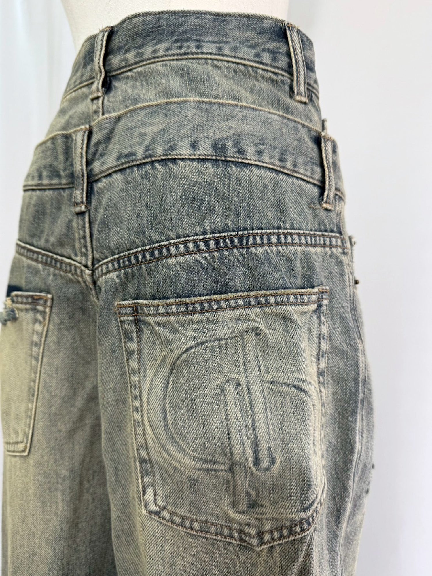 Waist layered loose denim