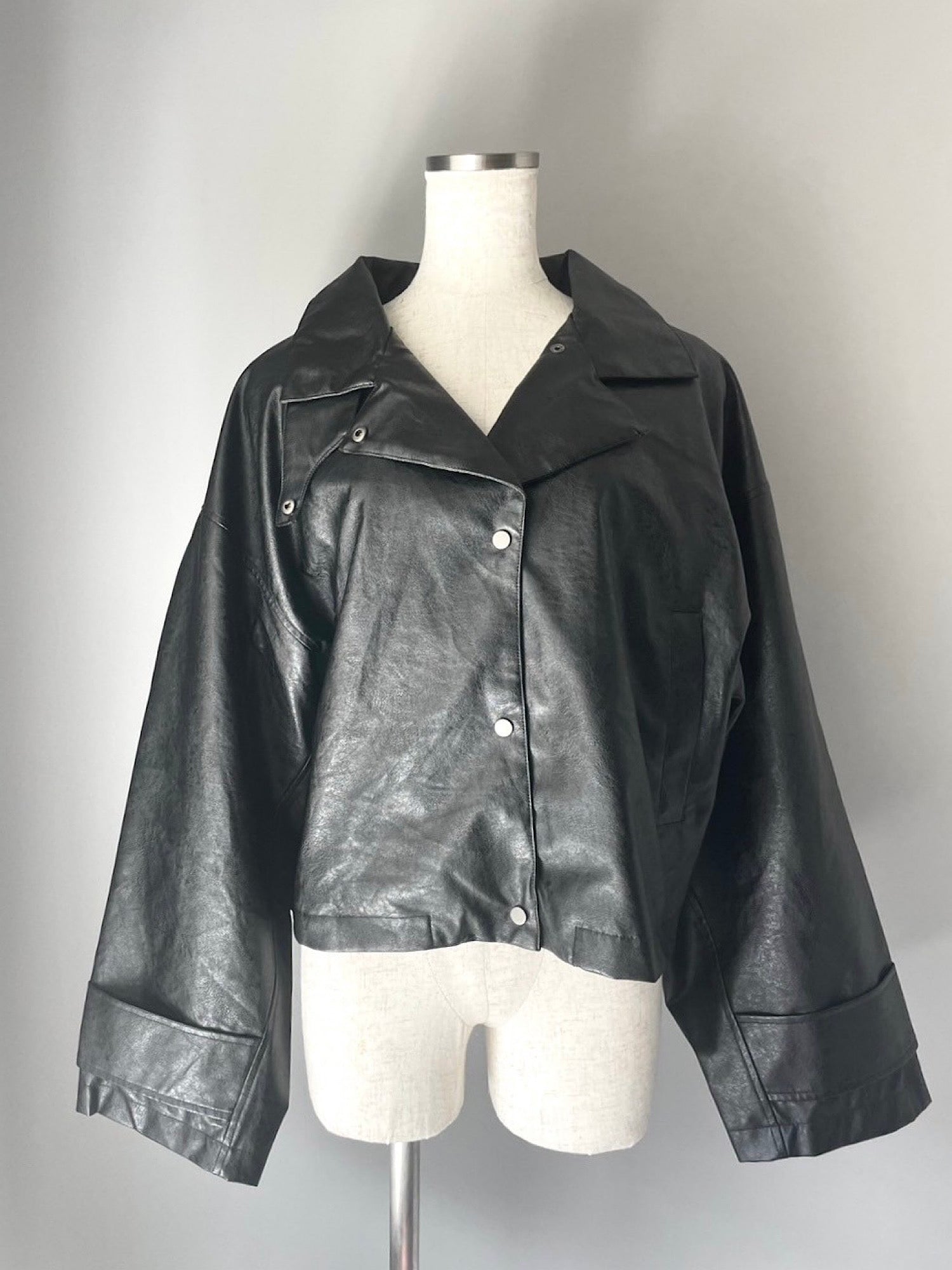 Eco leather cropped jacket