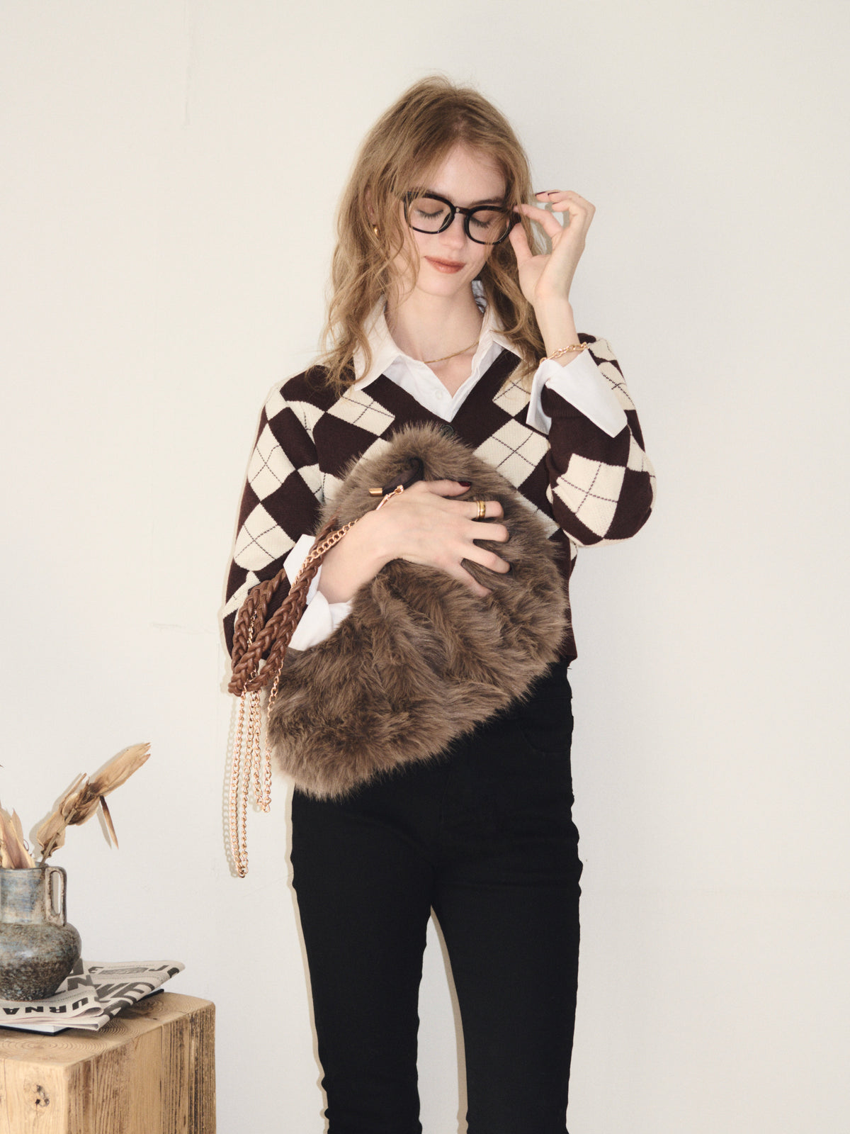 【予約】Argyle short cardigan(10月下旬〜11月上旬発送予定)