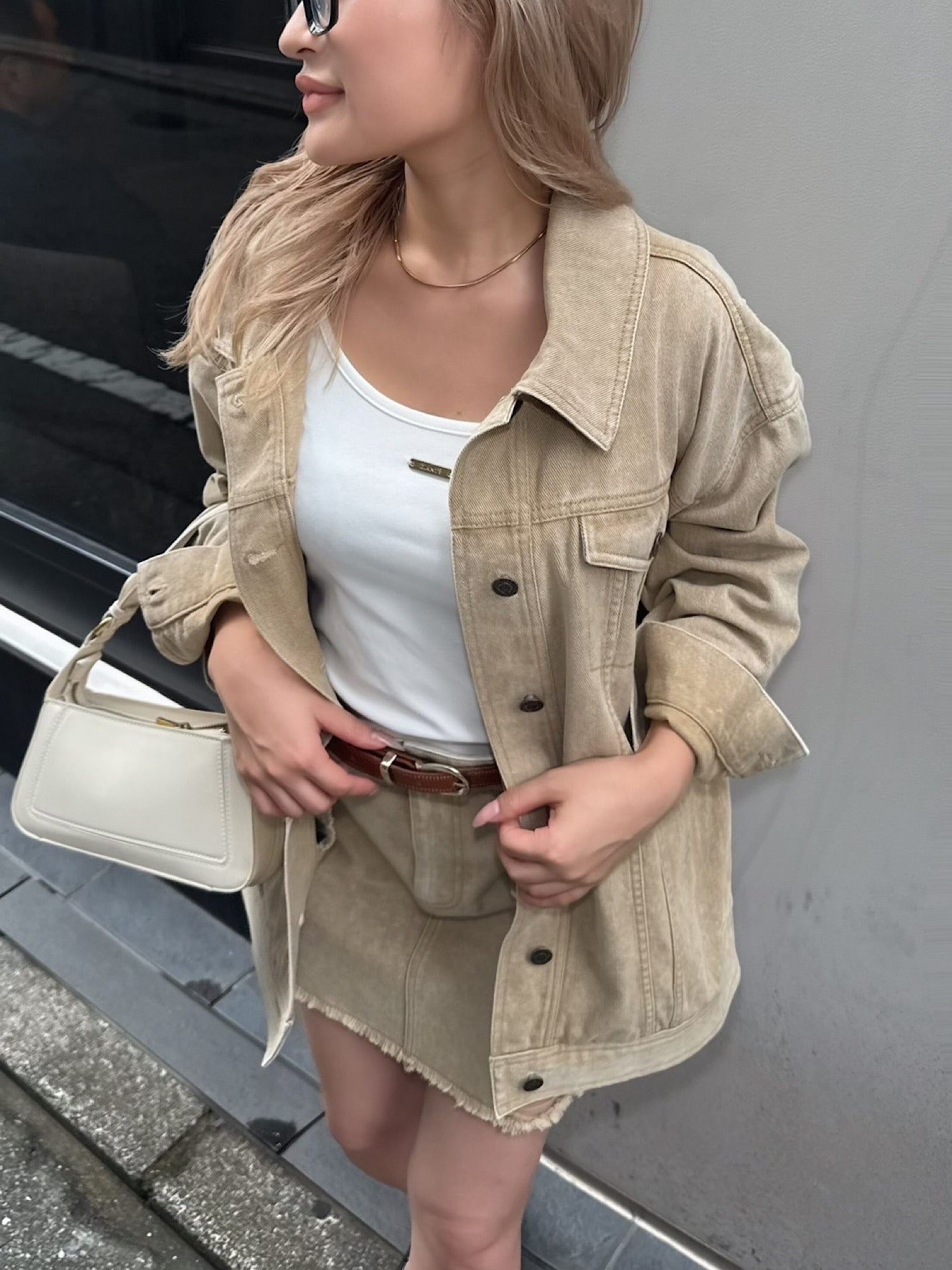 Chemical wash denim jacket(SET UP着用可)