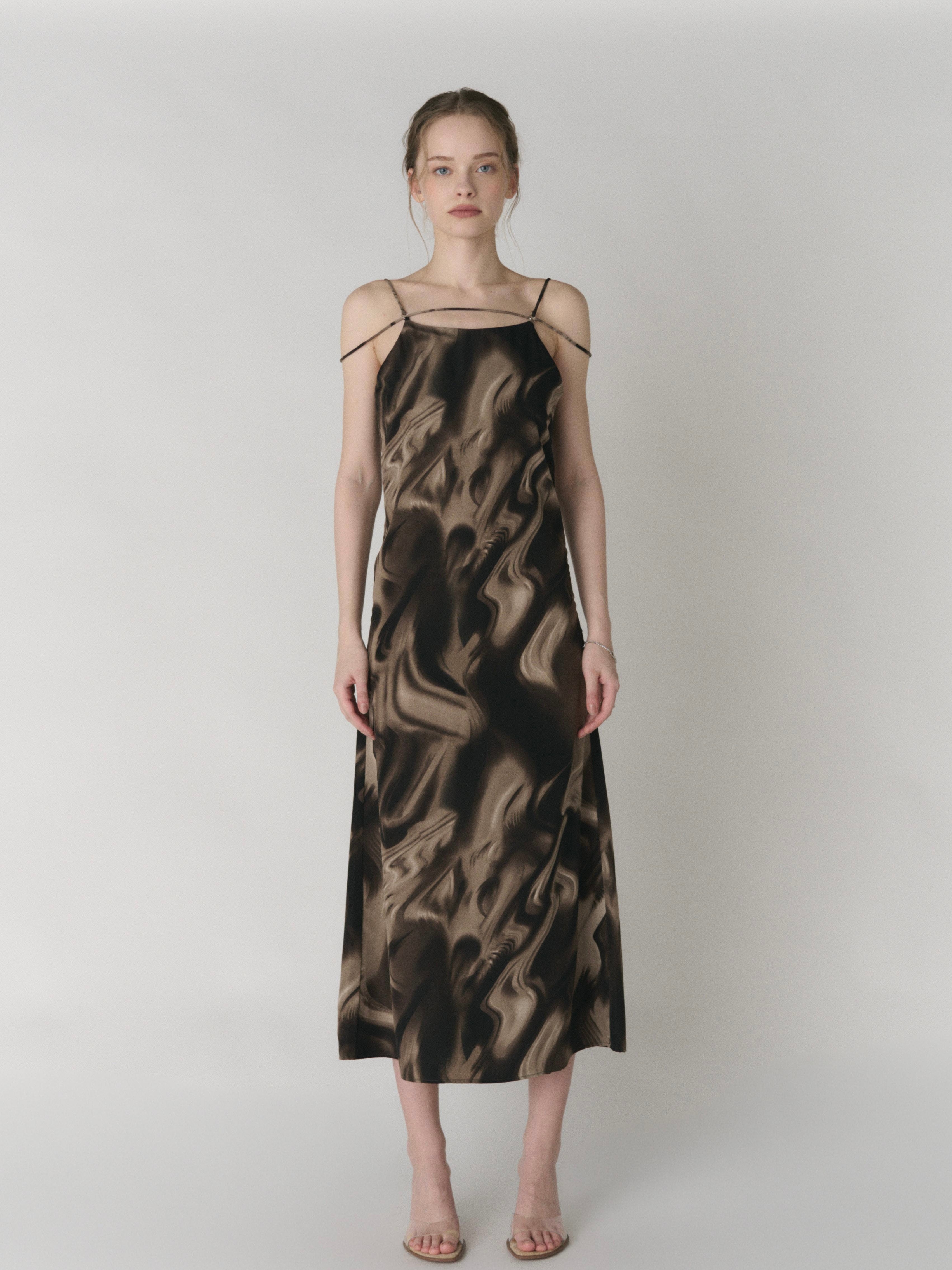 Cross strap maxi dress with inner bra