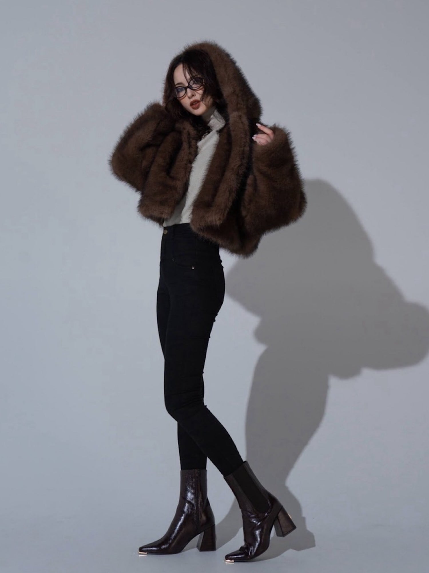 Premium eco fur hoodie coat