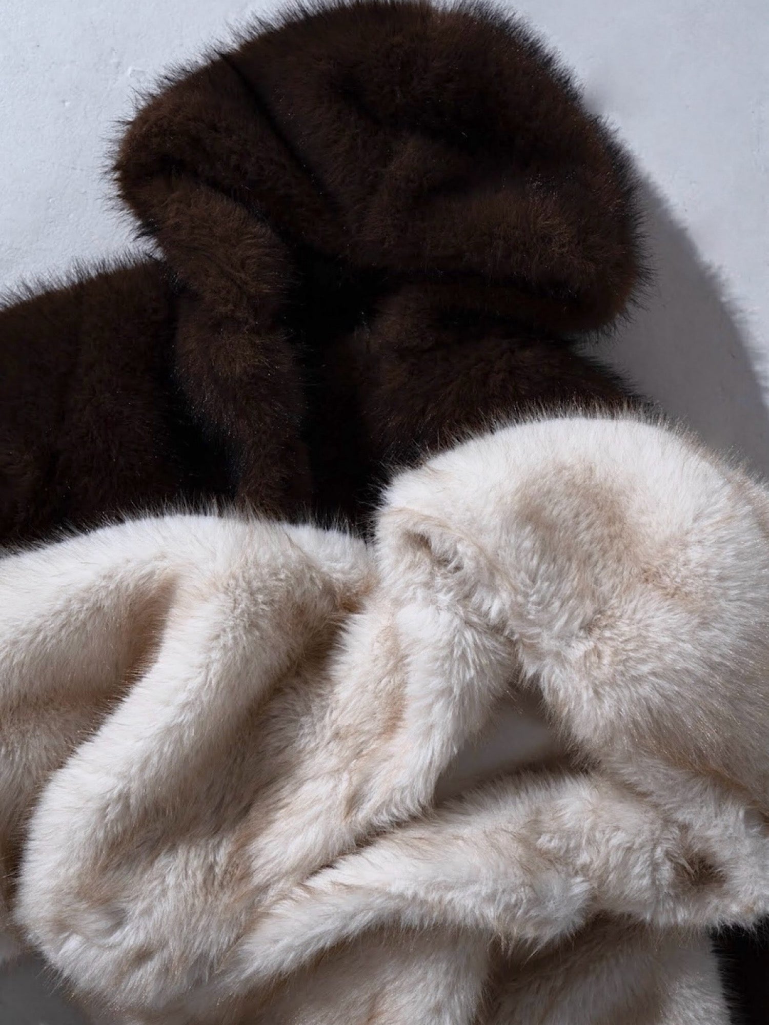 Premium eco fur hoodie coat