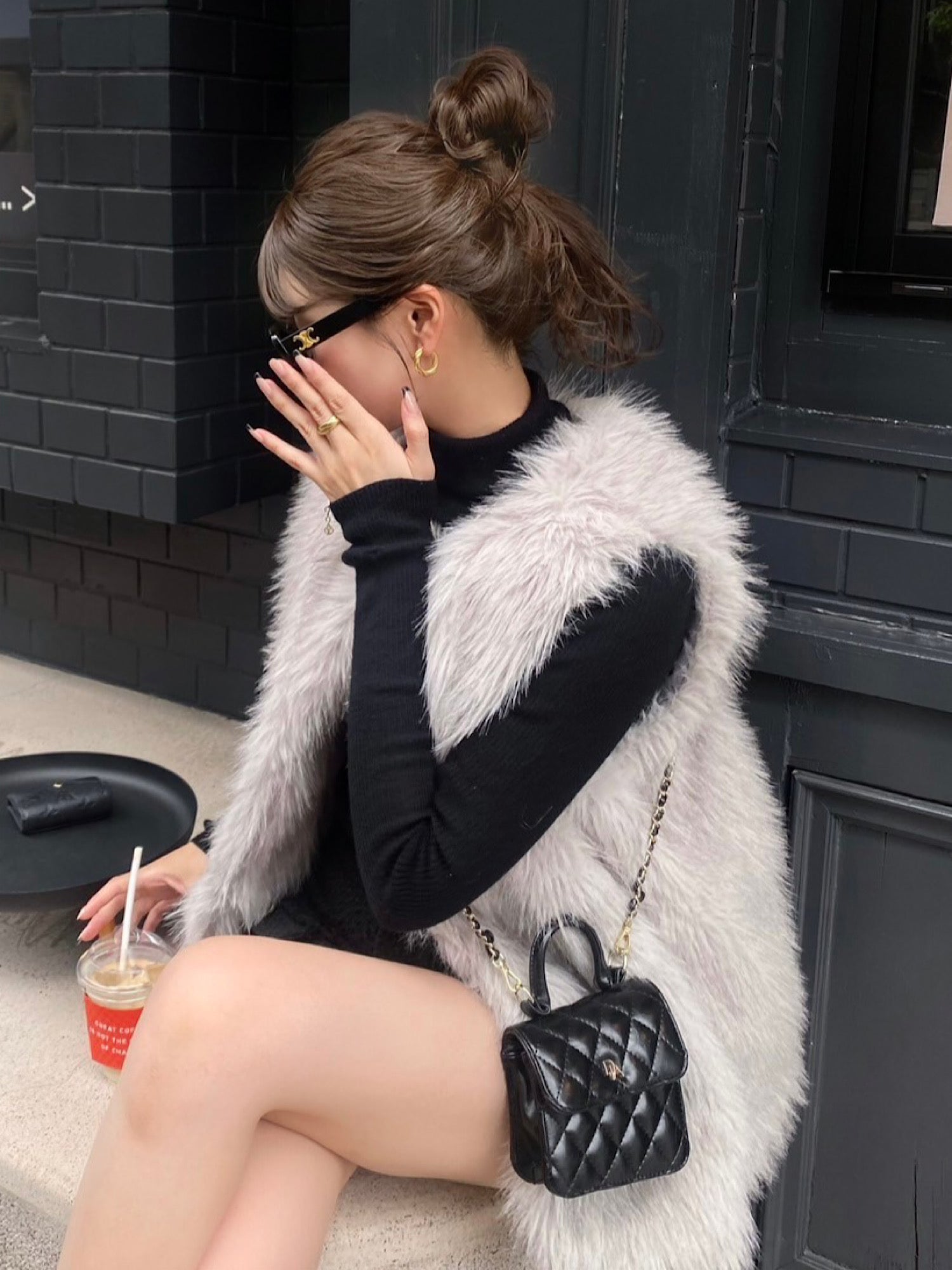 Quilted leather logo mini bag