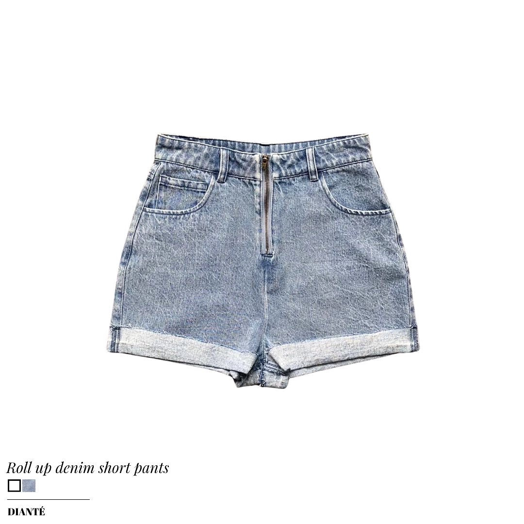 Roll up denim short pants