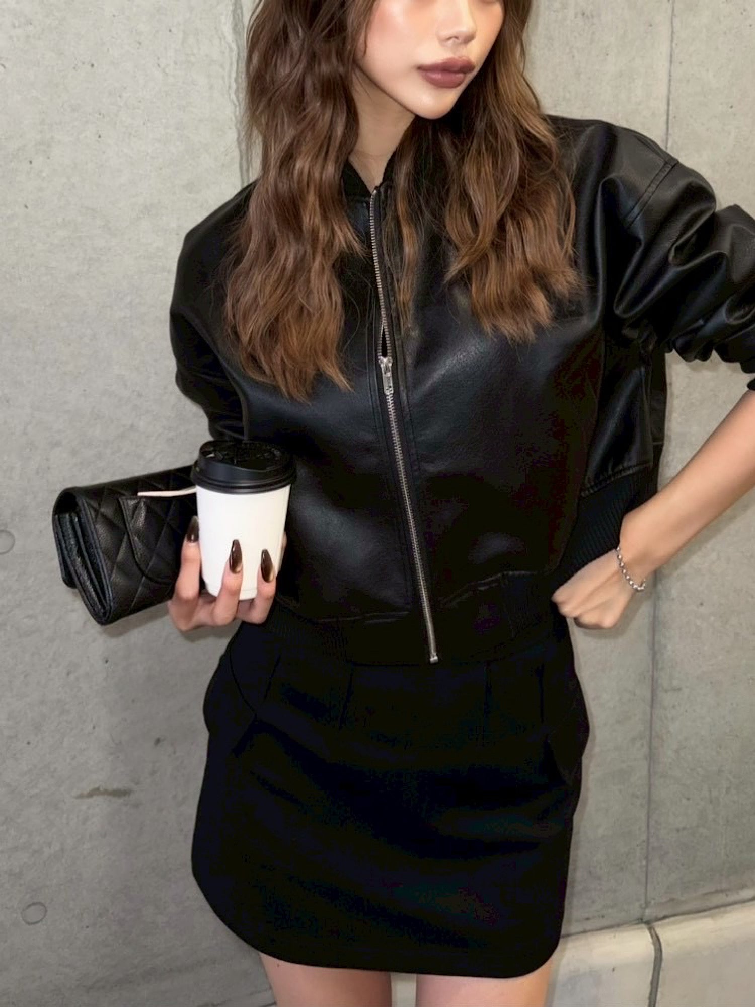 DD studs eco leather blouson