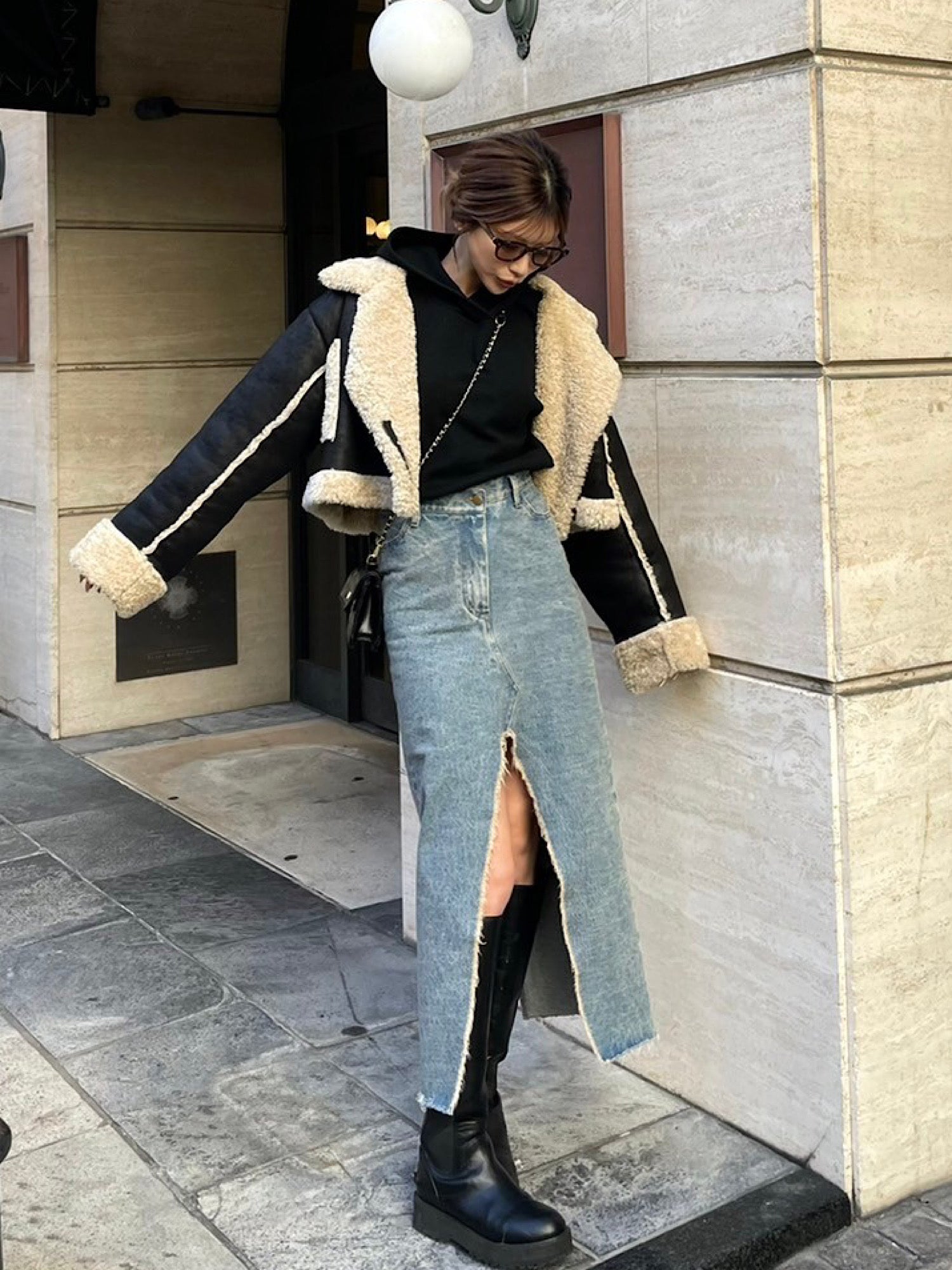 Quilted leather logo mini bag