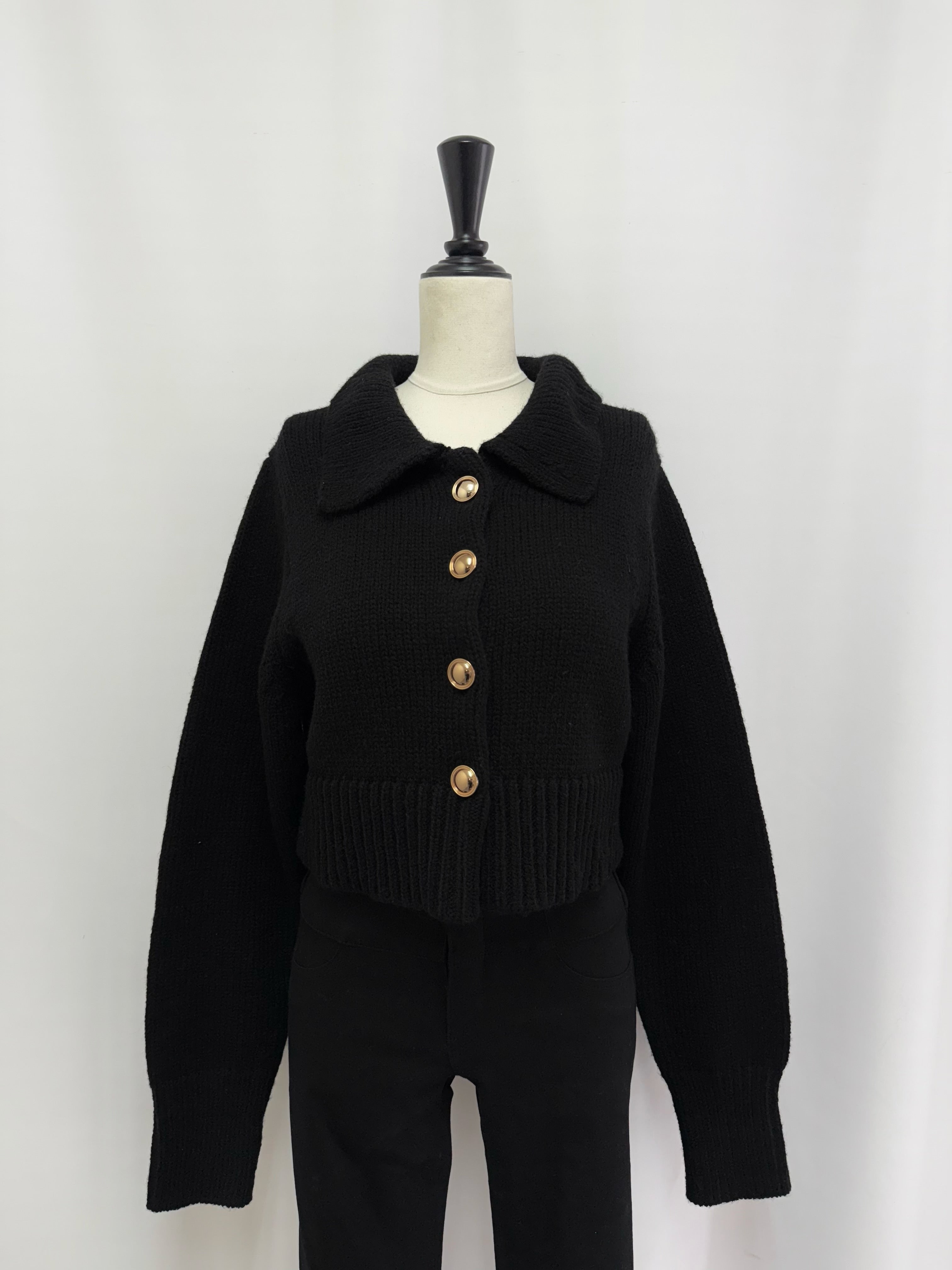 Big collar cardigan×bare top with inner bra