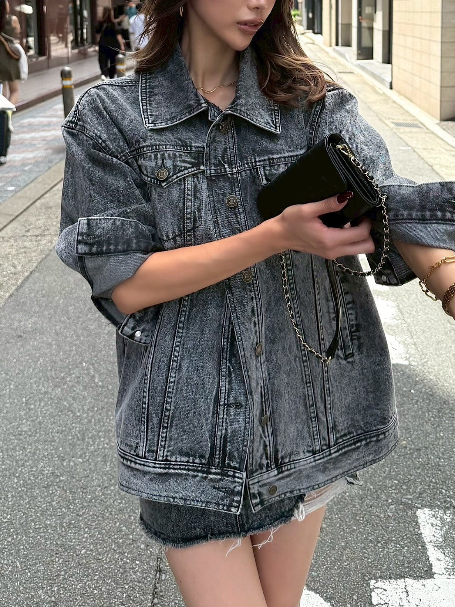 Chemical wash denim jacket(SET UP着用可)