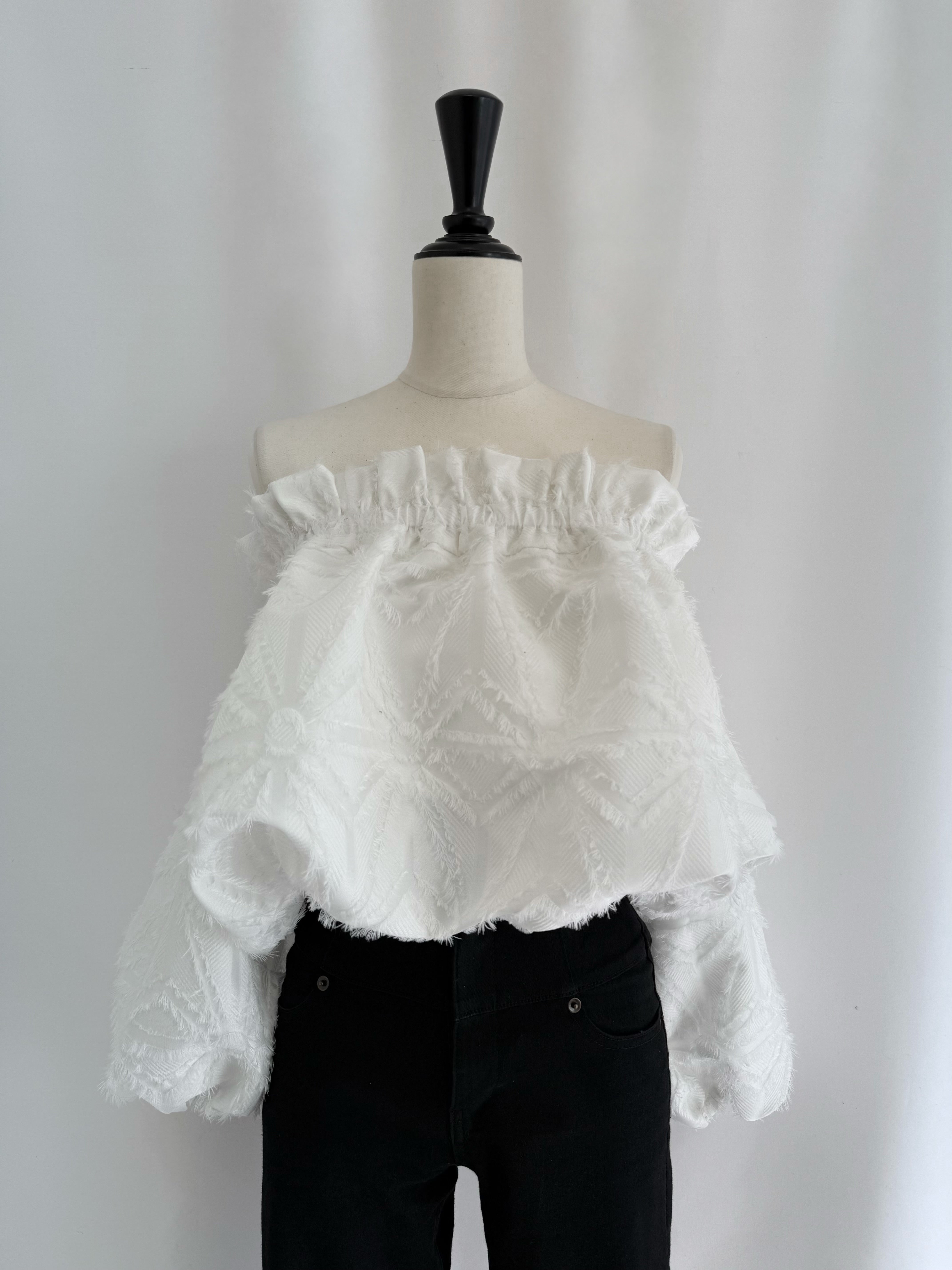 Geometric off-shoulder blouse