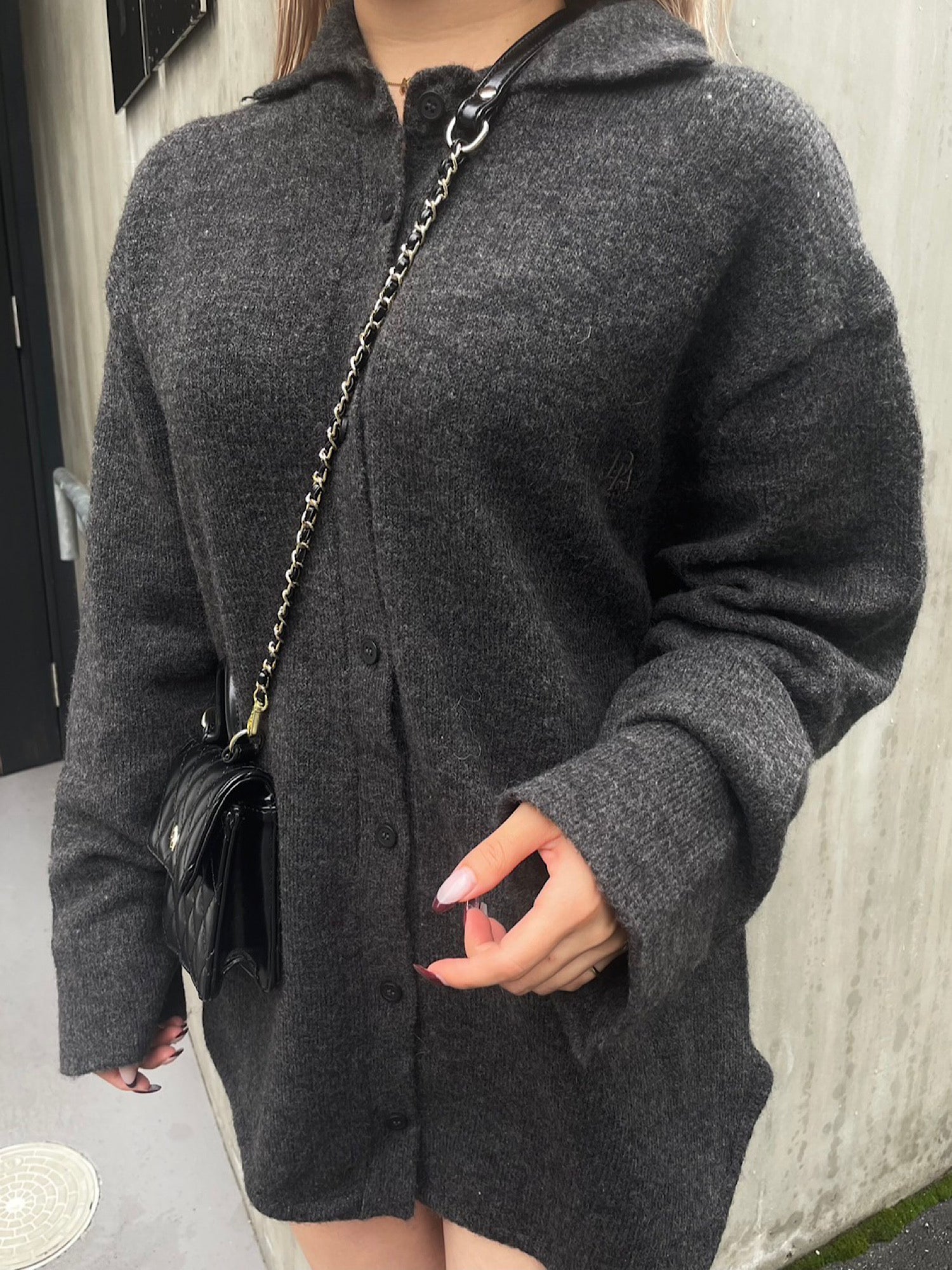 Wool brend loose knit shirt