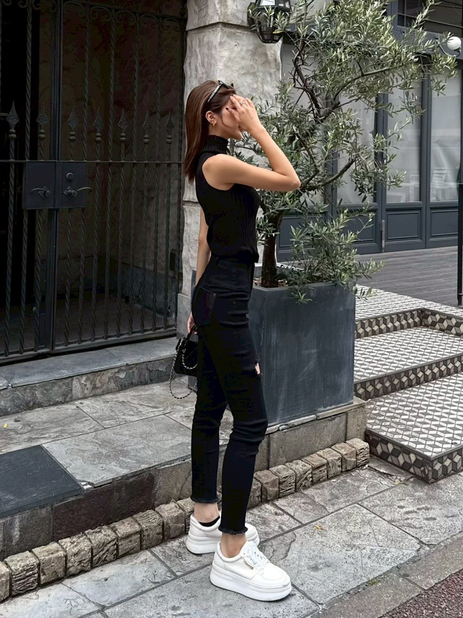 【予約】High waist skinny denim(I/BLU M 8月上旬発送予定)