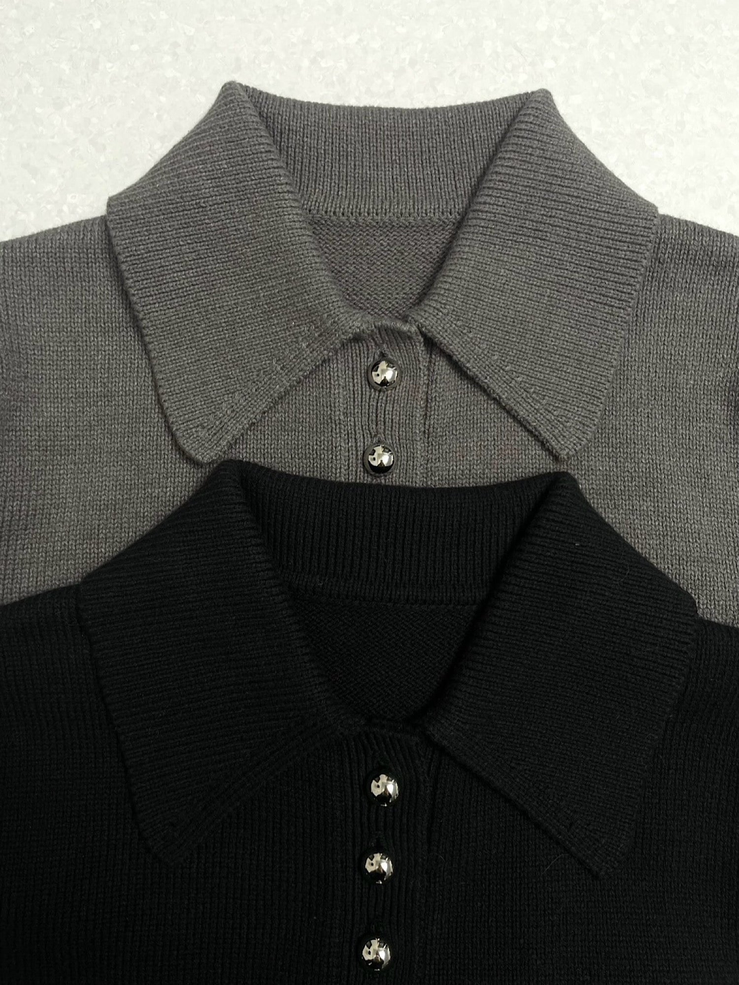 Metal button knit mini dress