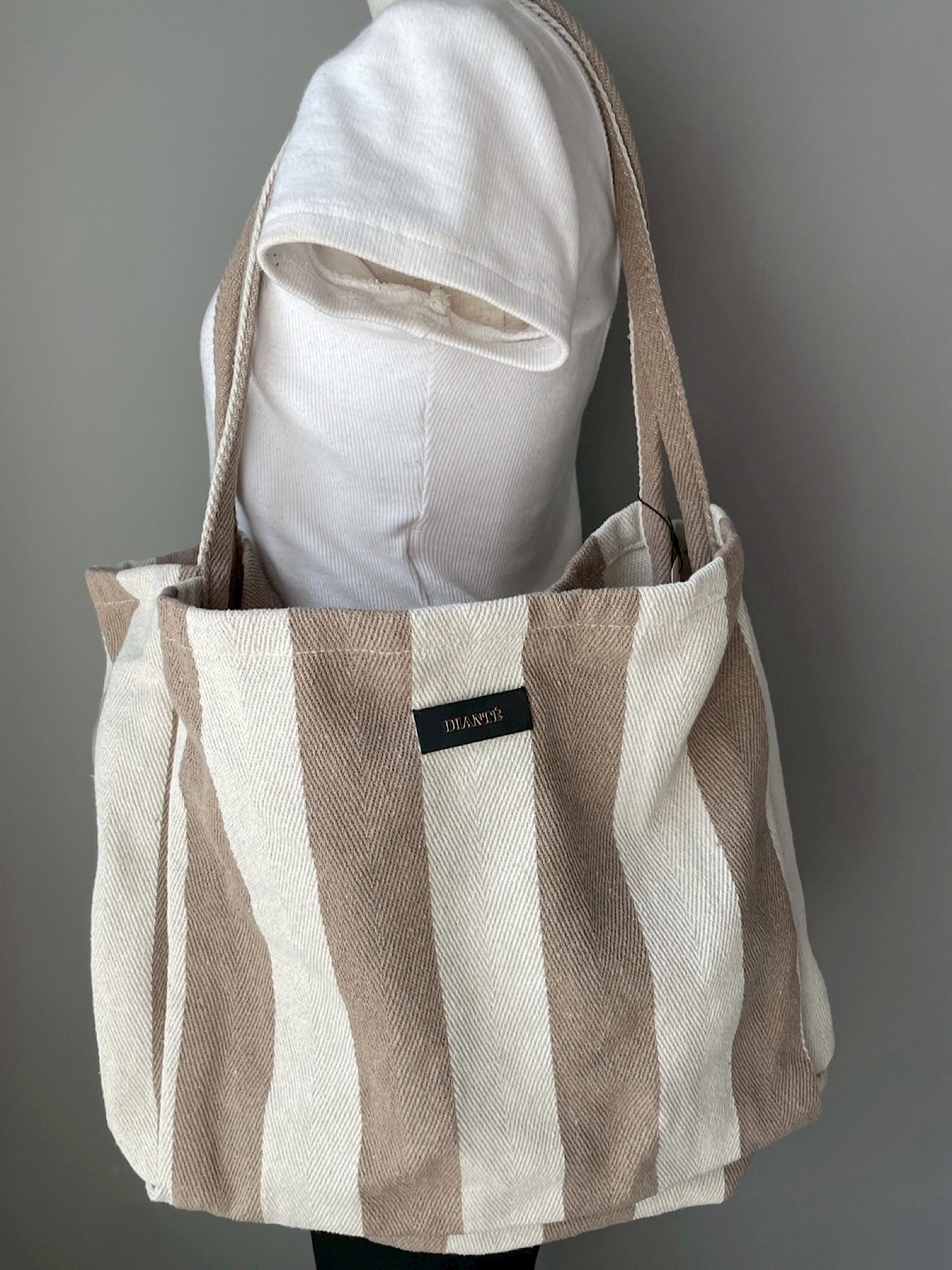 Stripe hemp tote bag