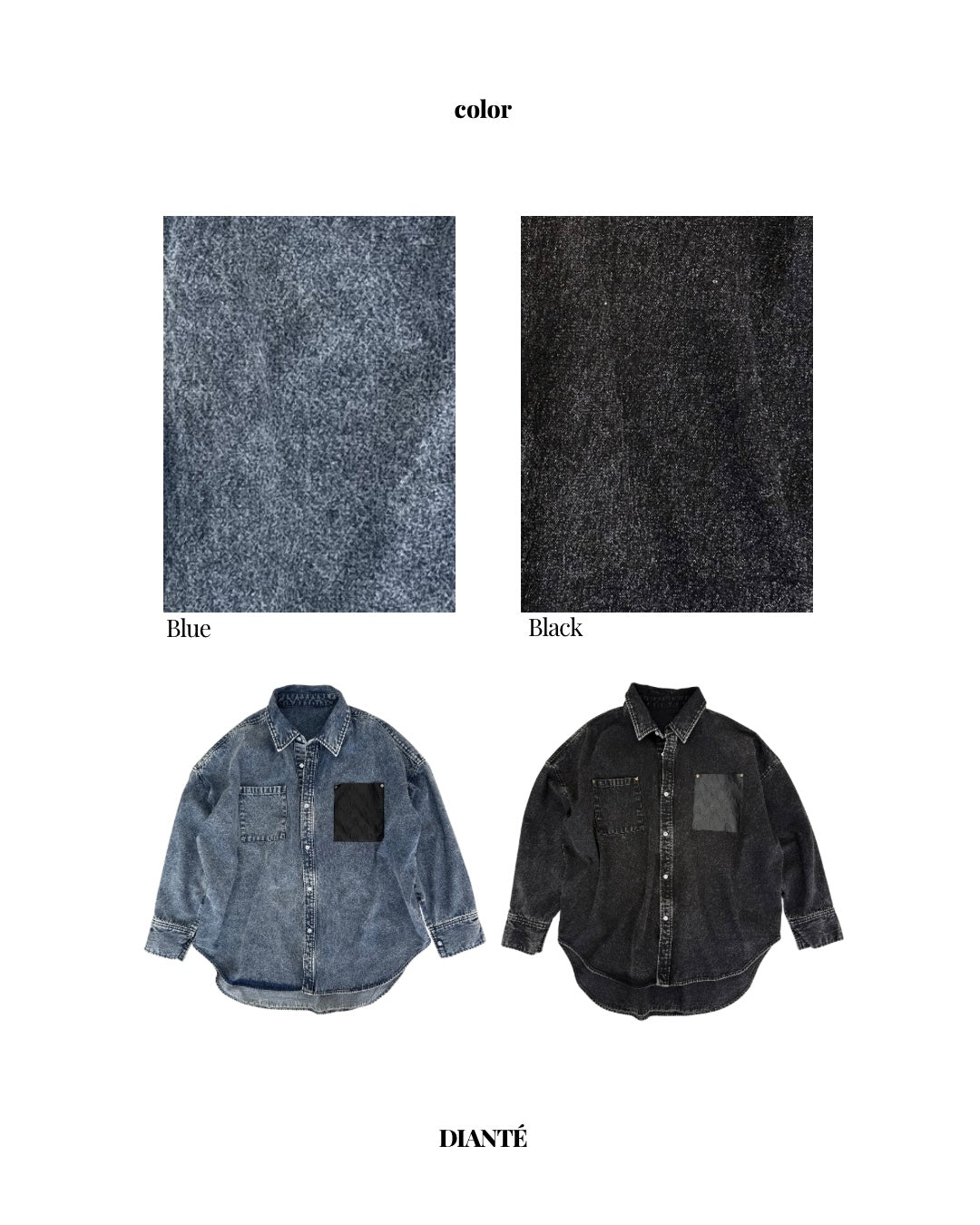 【予約】Leather pocket denim loose shirts(3月上旬〜中旬発送予定)