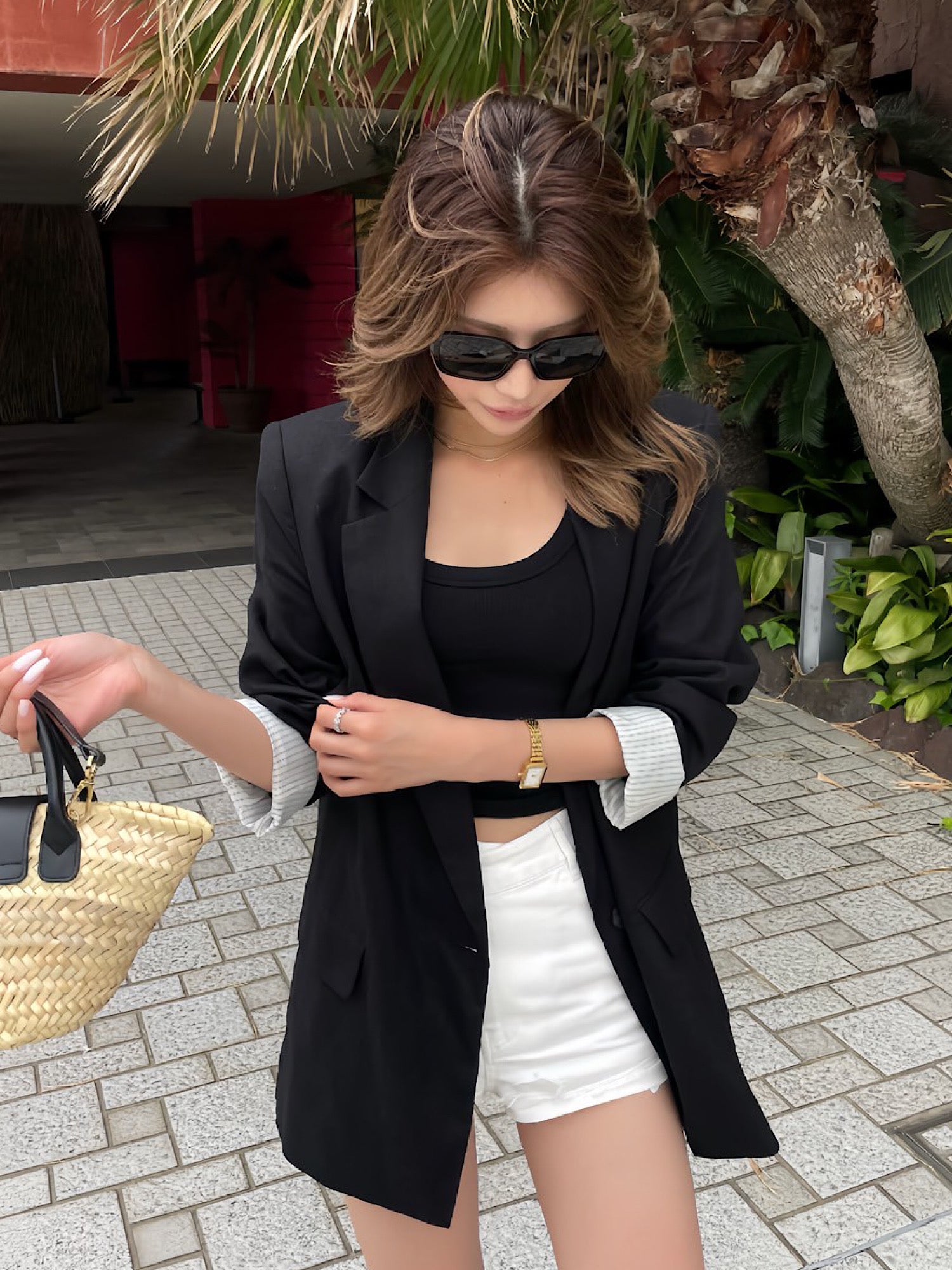 Waist design denim shorts