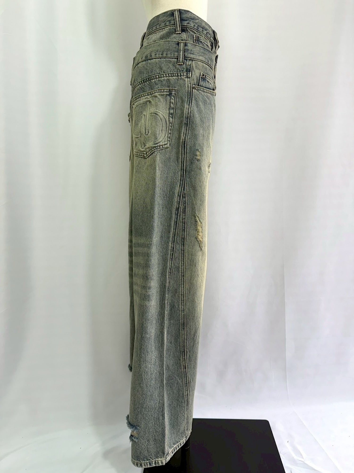 Waist layered loose denim