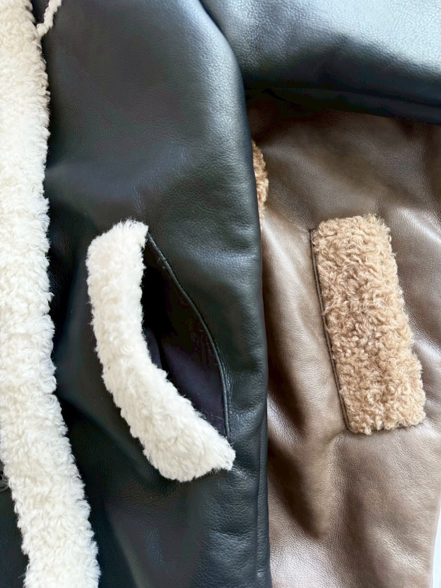 Volume collar loose mouton jacket