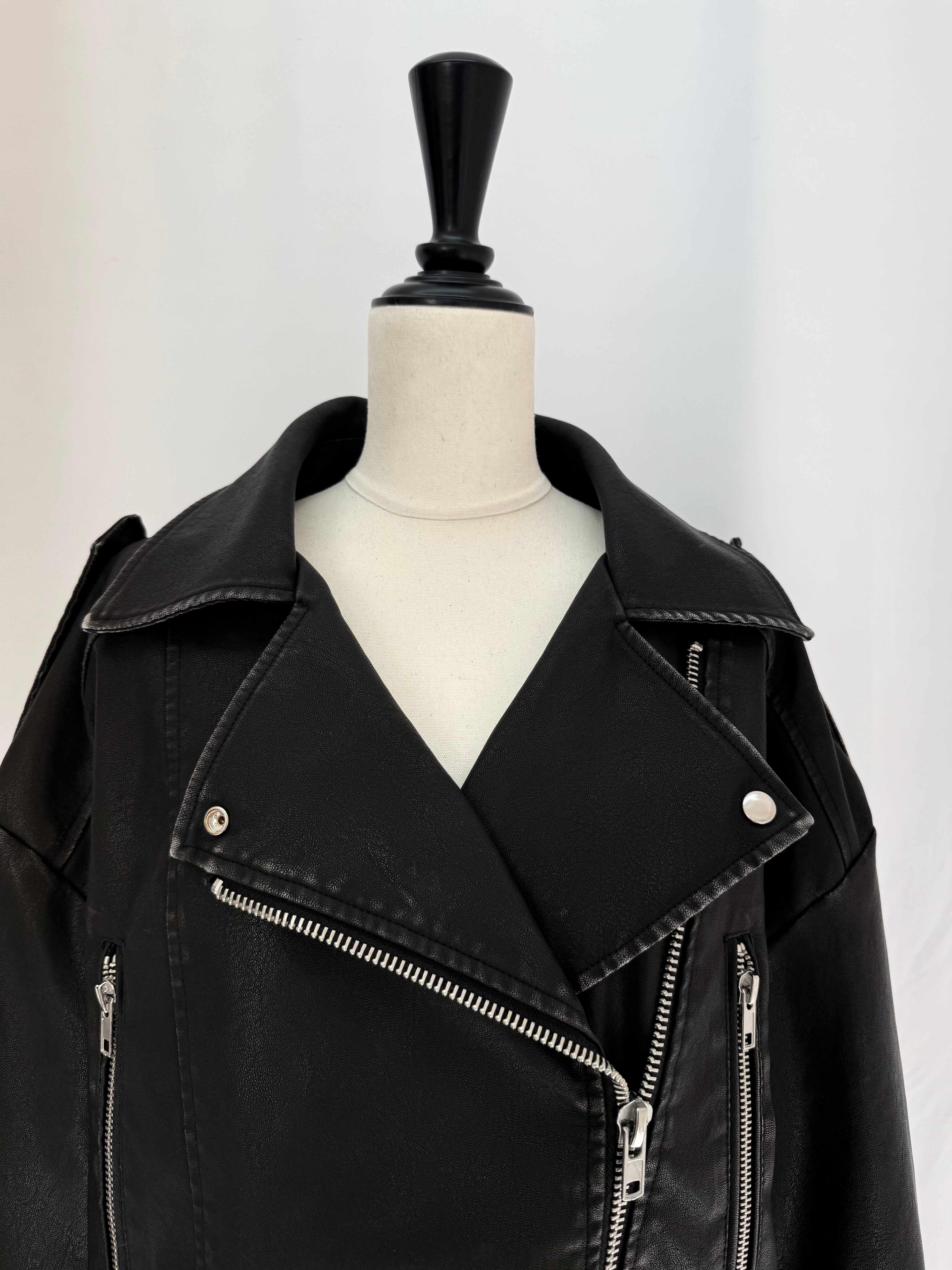 【予約】Lace up eco leather riders jacket(BRN 2月上旬発送予定)