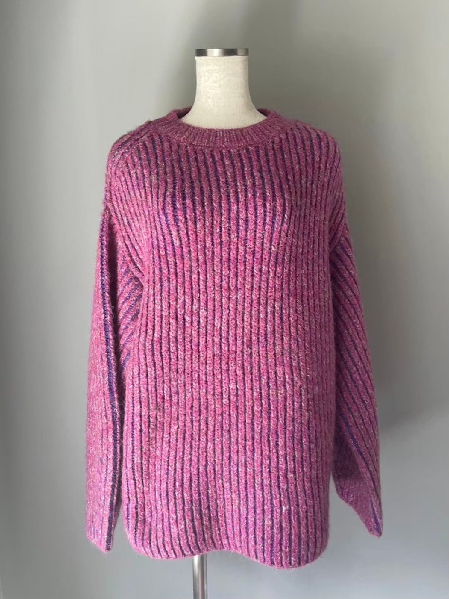 Melange stripe loose knit