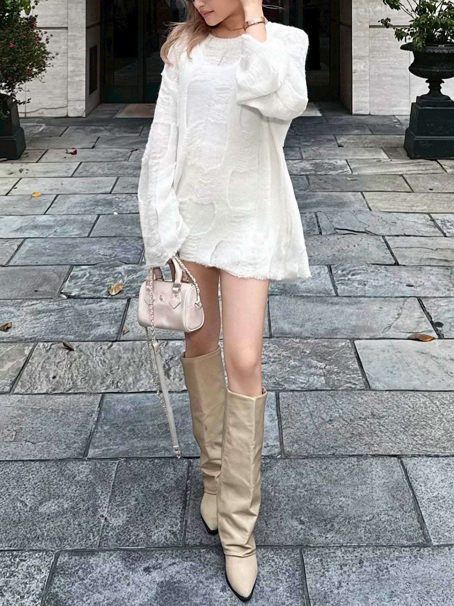 Mohair blend loose knit