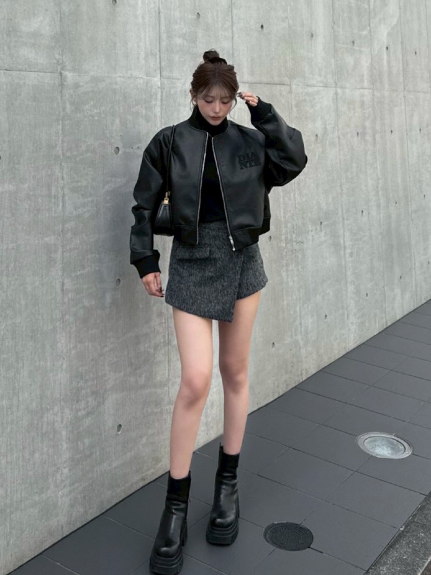 DD studs eco leather blouson