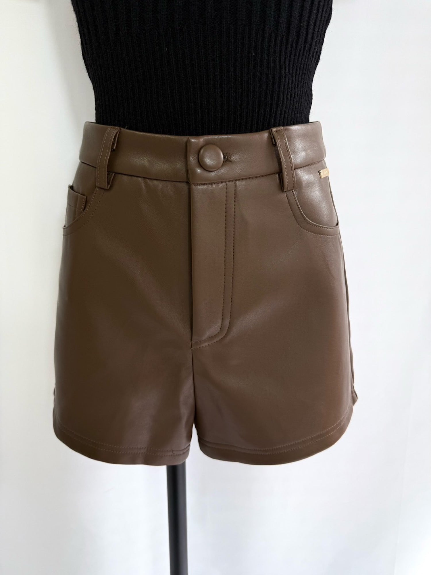 Eco leather minimal shorts