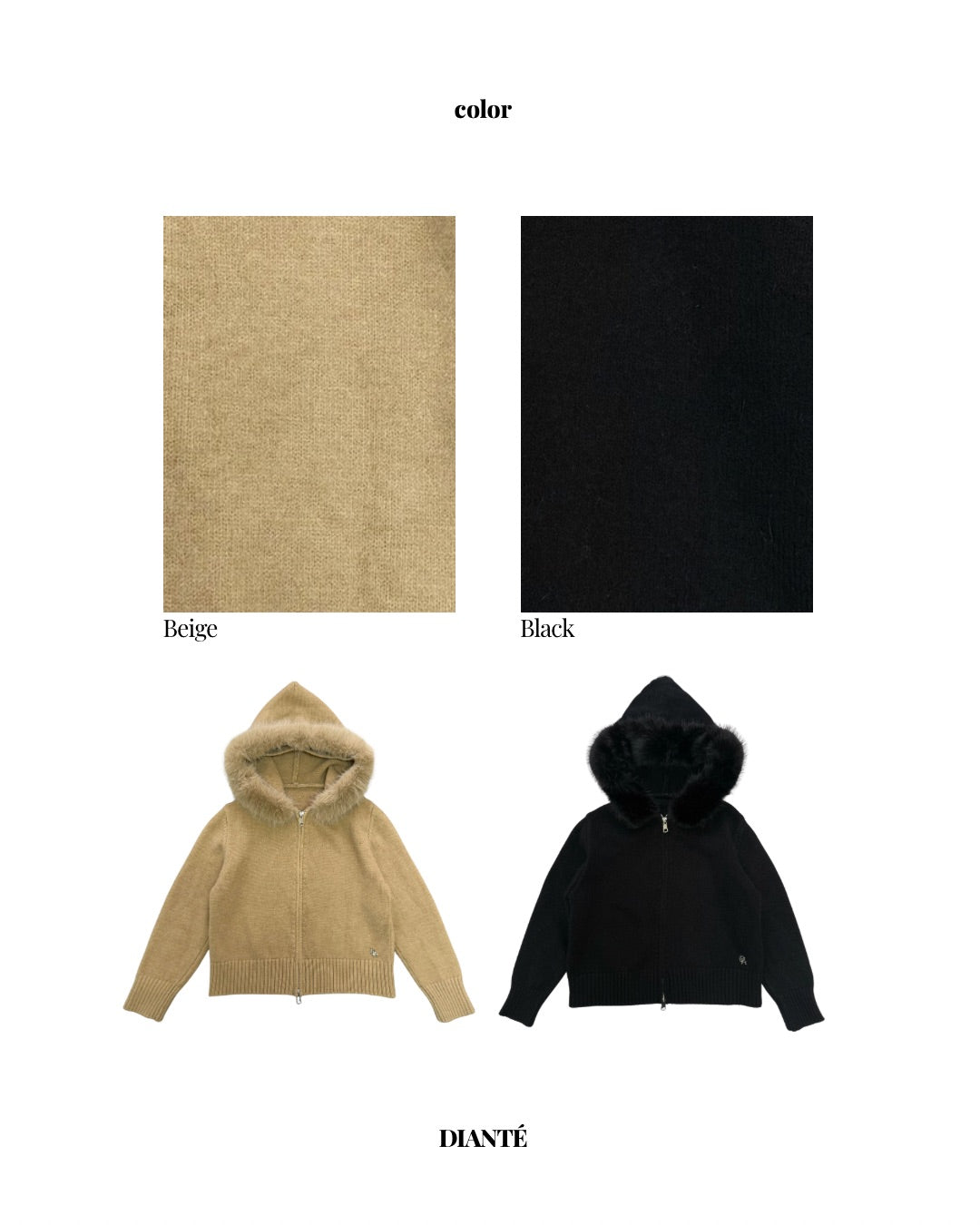 【予約】Volume fur ZIPUP knit hoodie(11月上旬発送予定)
