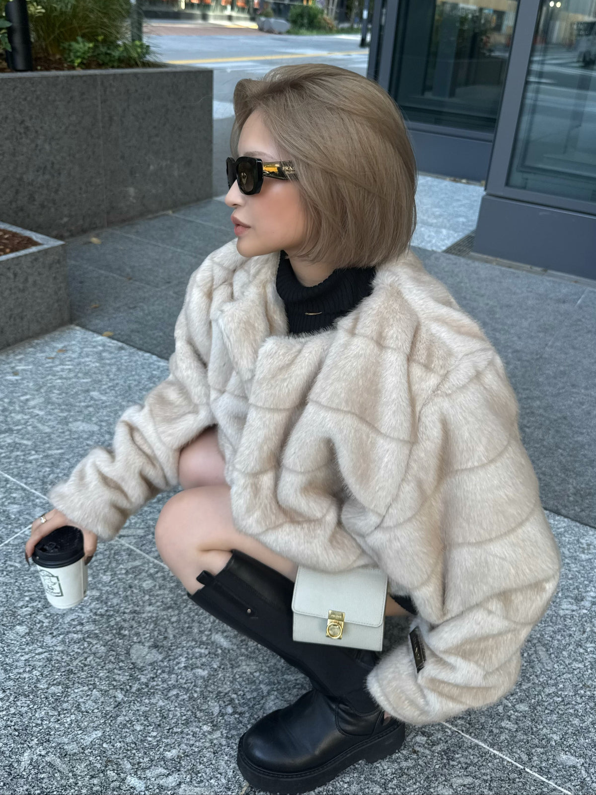 【予約】Premium eco fur switching coat(10月上旬〜11月中旬発送予定)