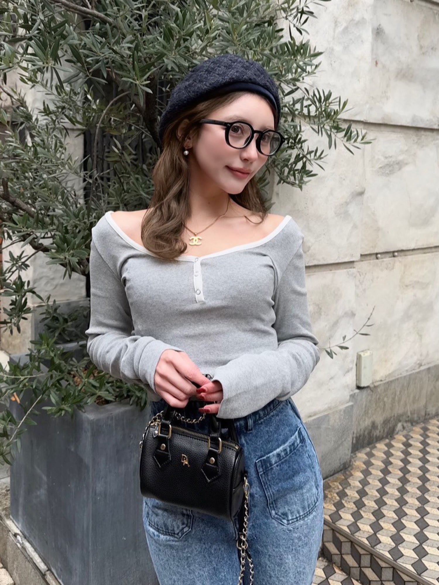 【予約】Mini boston shoulder bag(INDIGO 7月上旬発送予定)