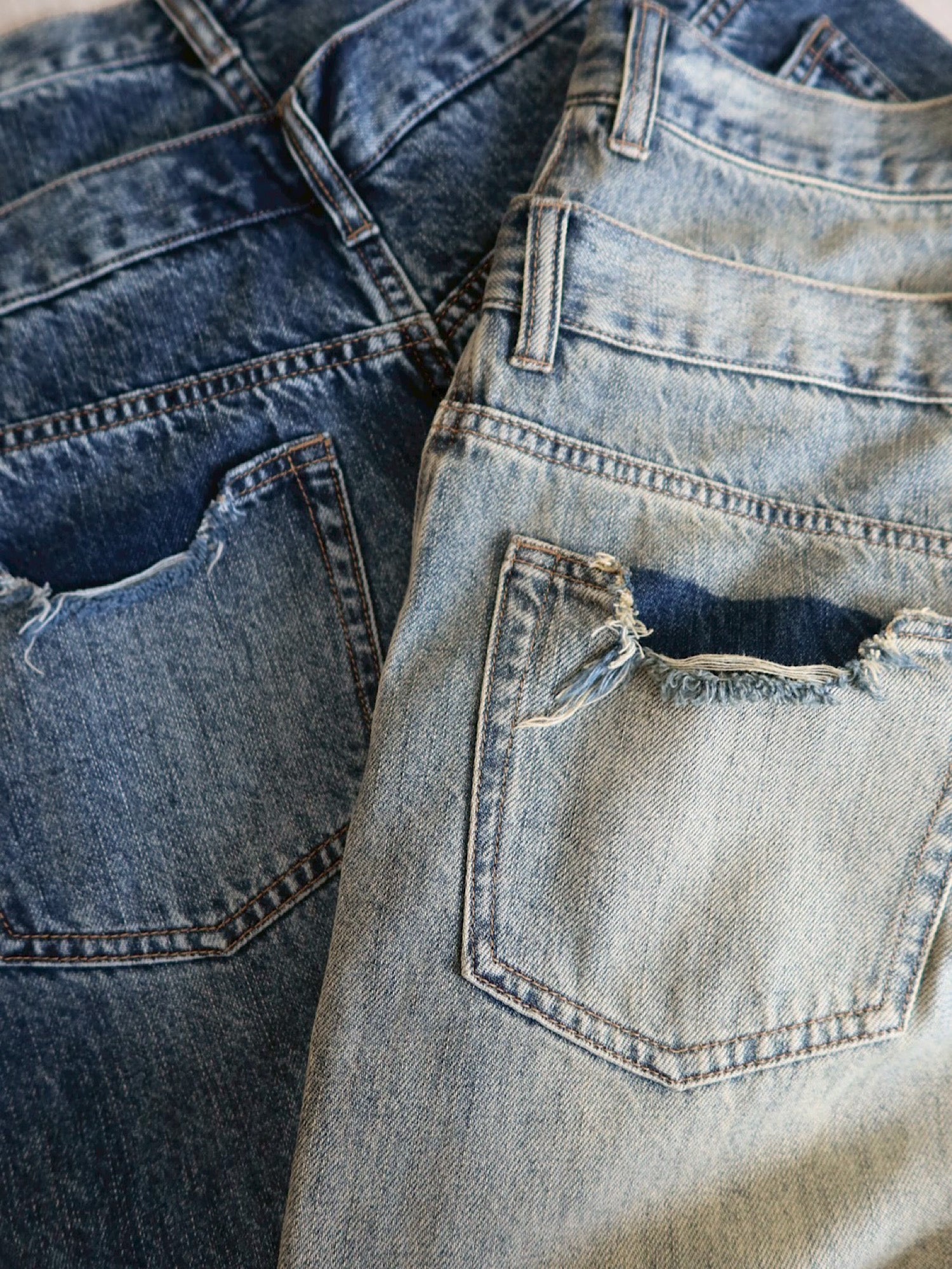Waist layered loose denim