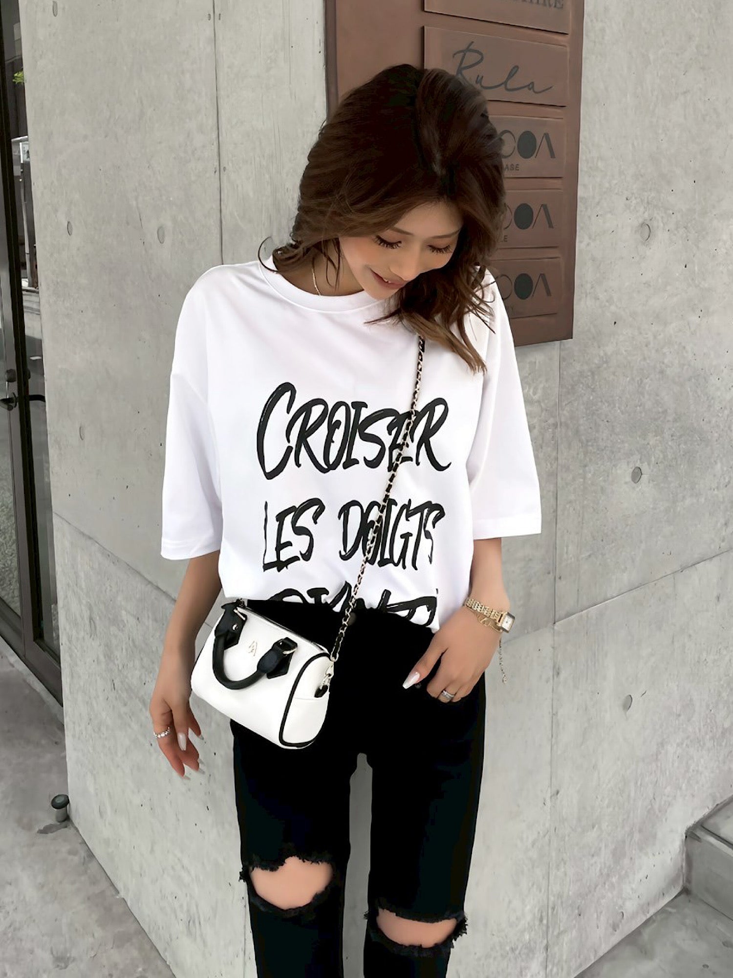 High waist damage skinny denim