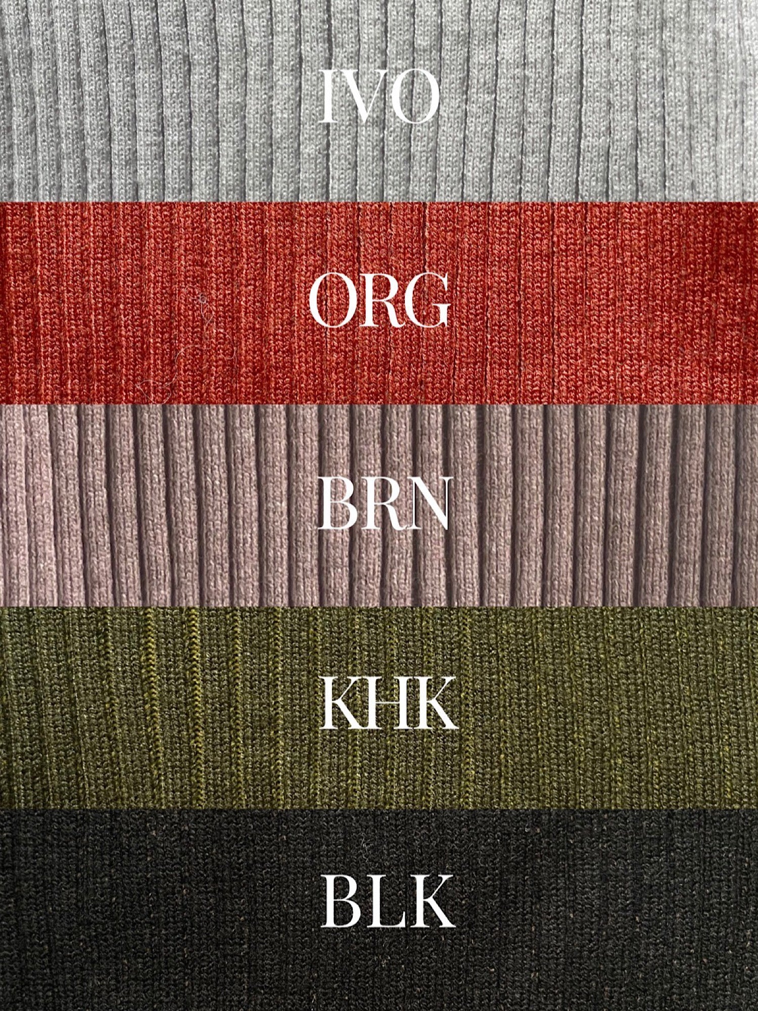 Multi color stand neck rib knit