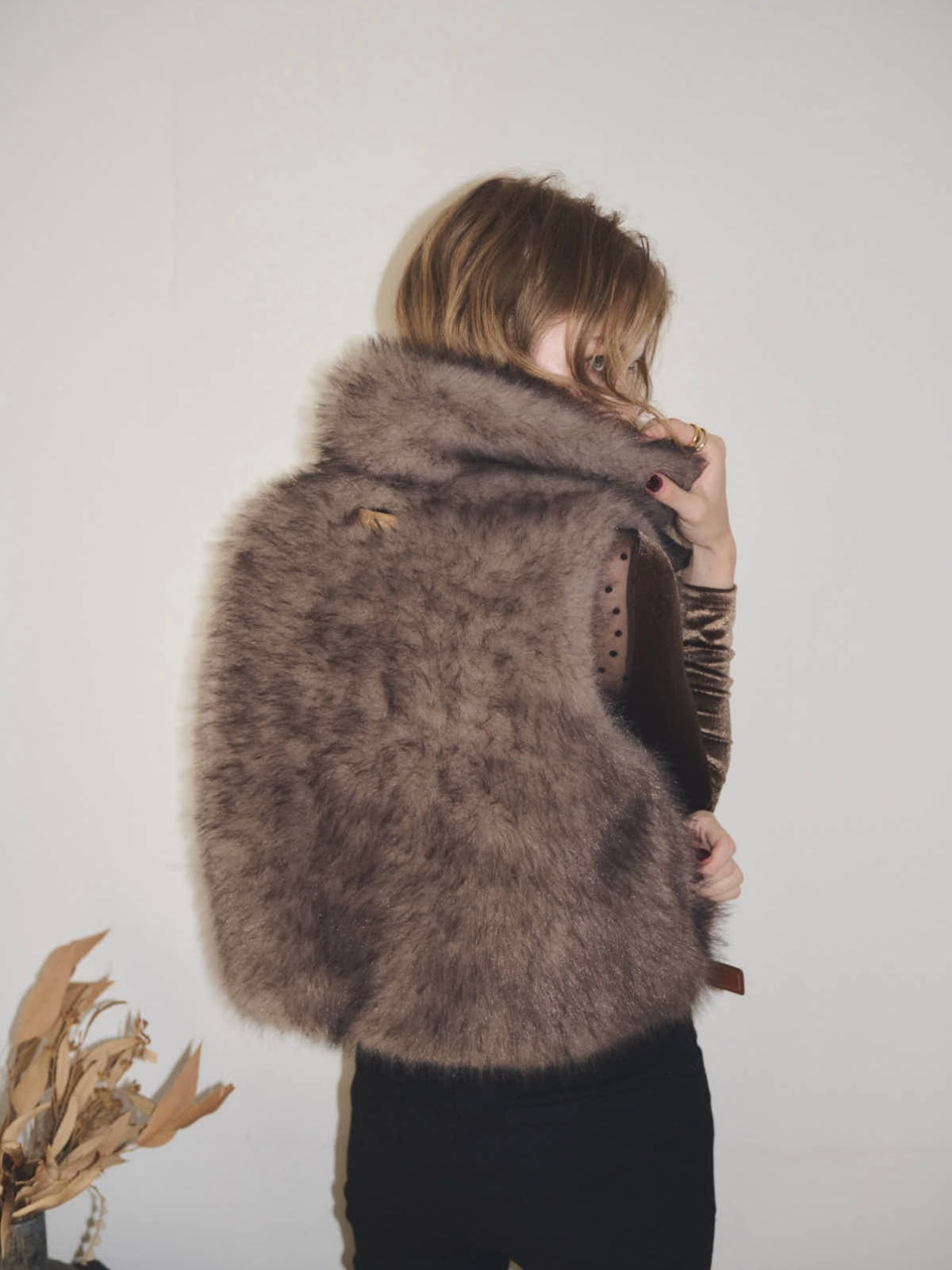 【予約】Premium eco fur belted vest (11月中旬発送予定)