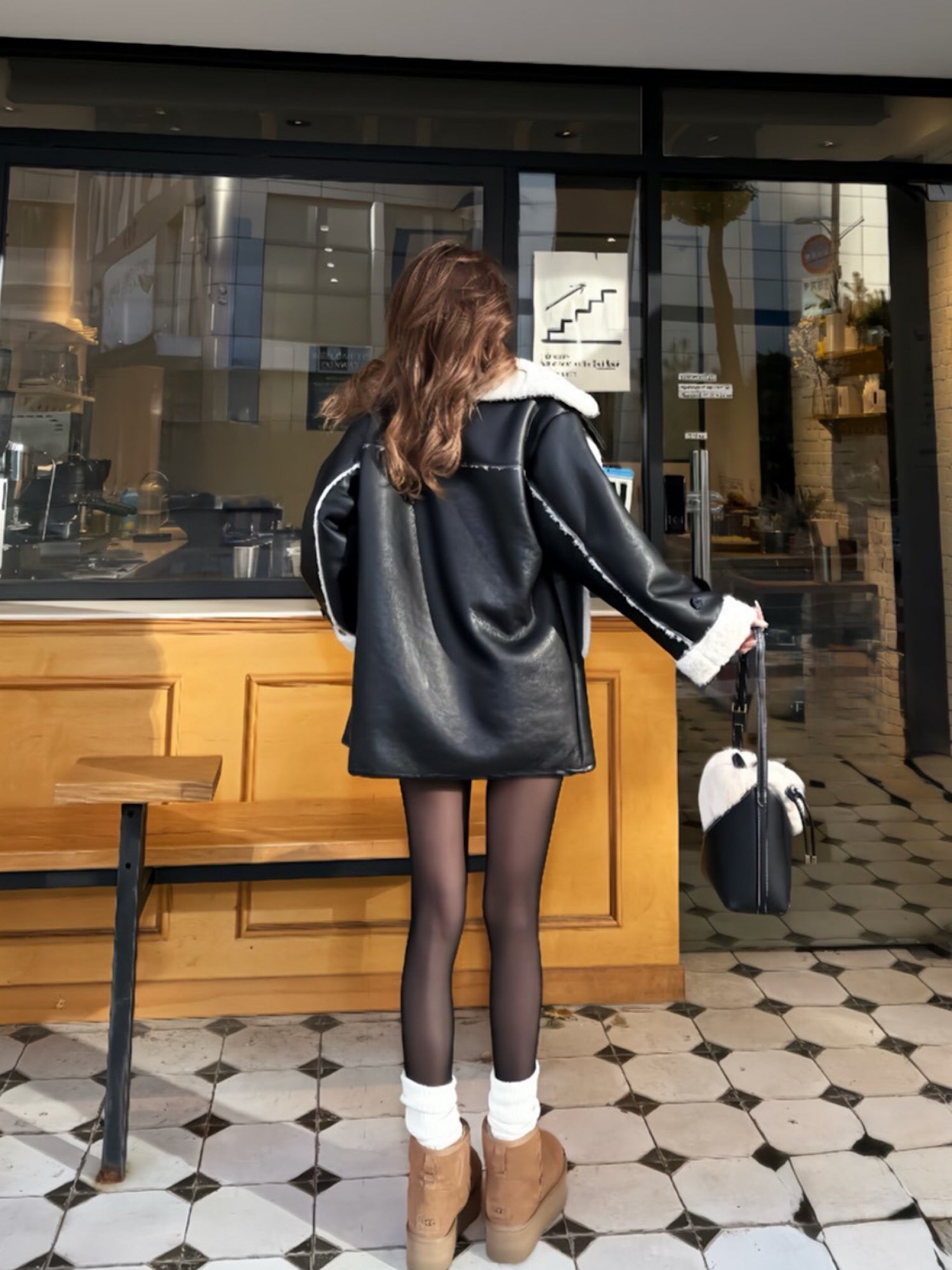 Volume collar loose mouton jacket