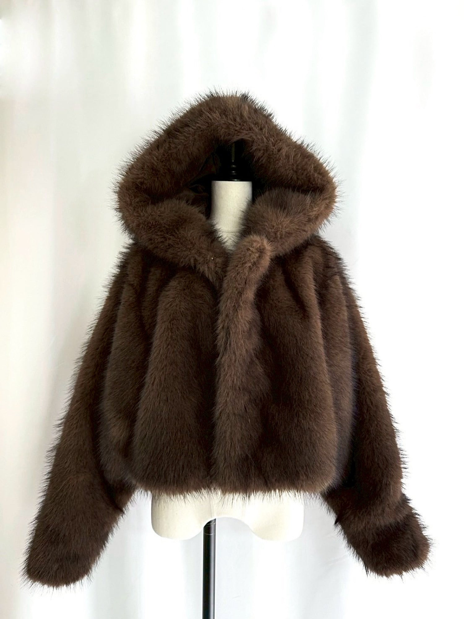 Premium eco fur hoodie coat
