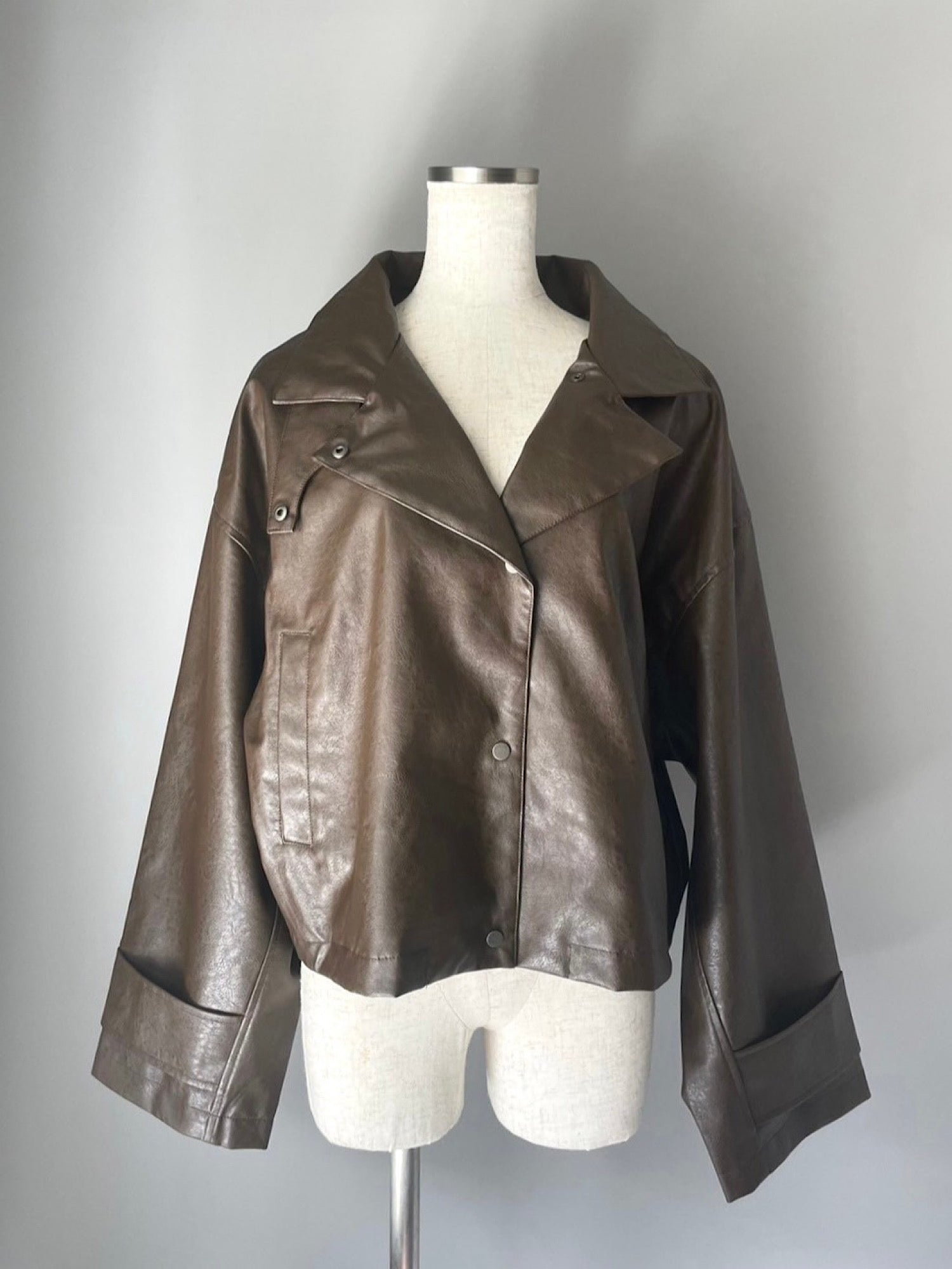 Eco leather cropped jacket