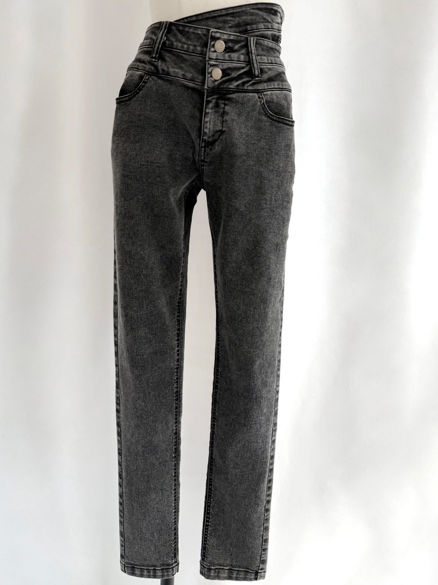 High waist layered skinny denim(BLK S5月下旬発送予定)