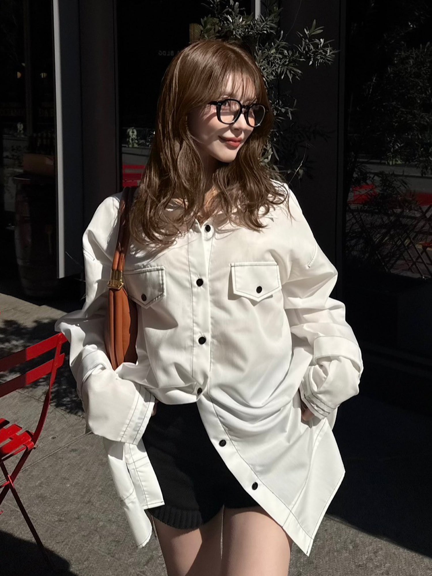 Roll sleeve loose shirts