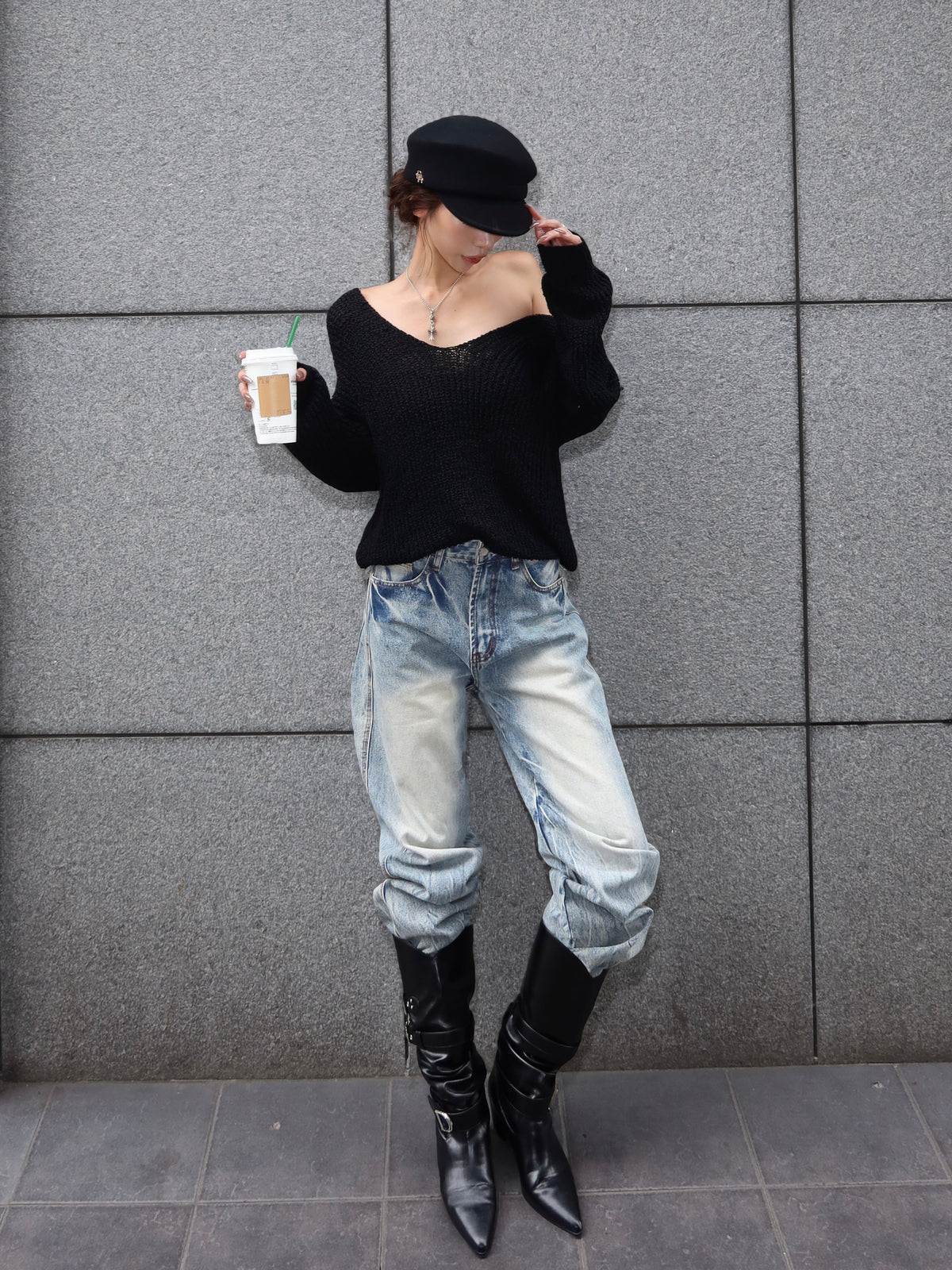 【予約】Slub yarn Vneck knit(10月下旬発送予定)