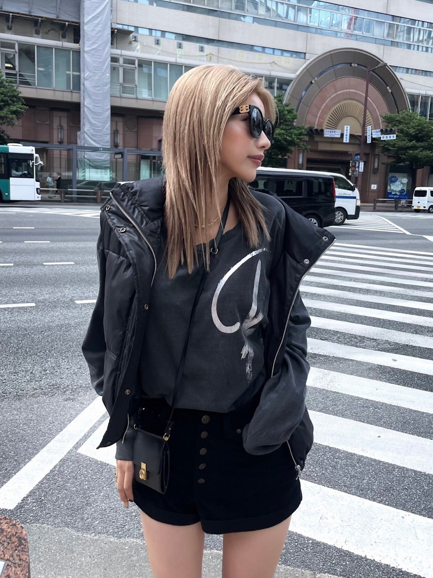 Glitter short padded vest