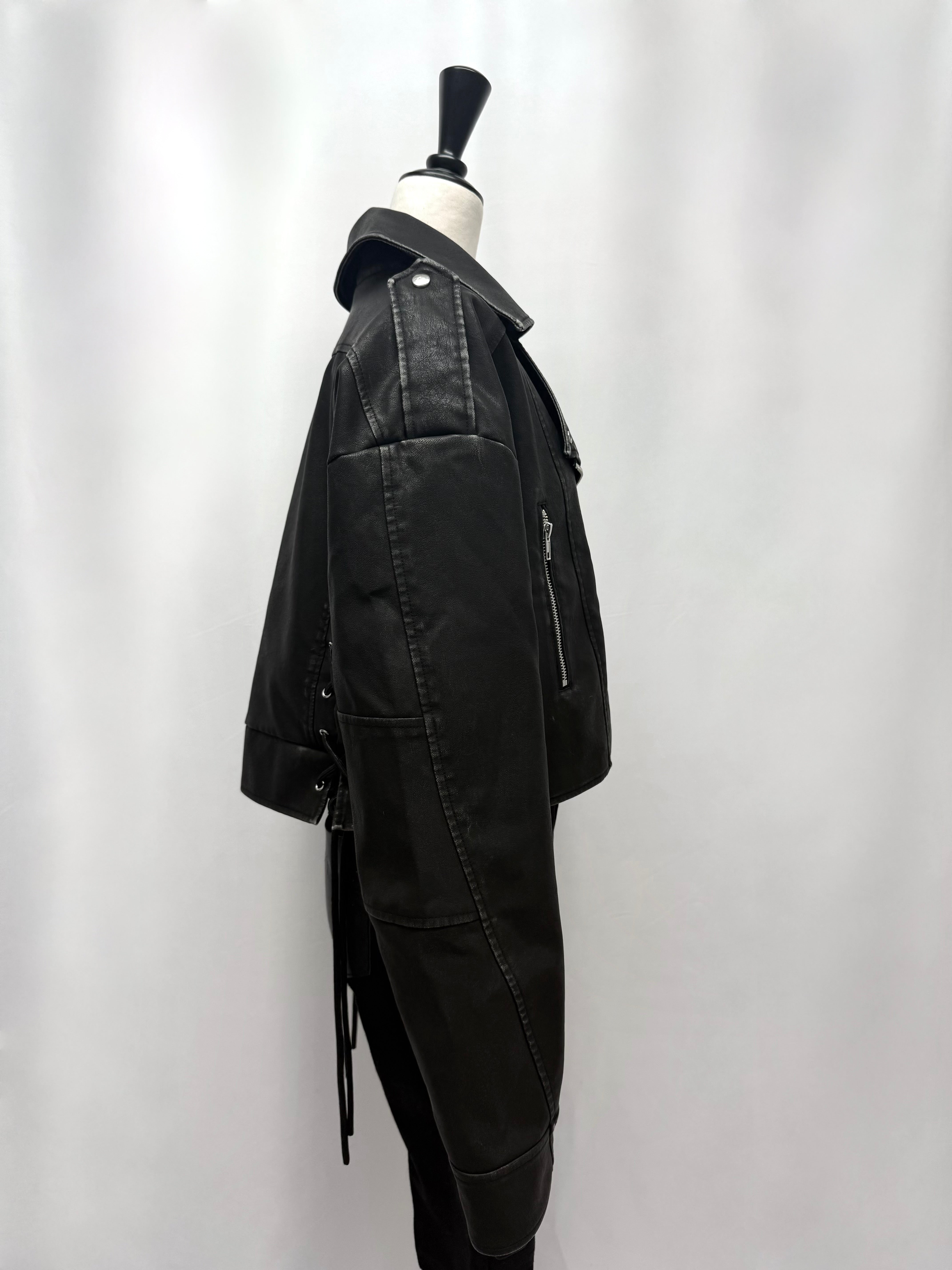 【予約】Lace up eco leather riders jacket(BRN 2月上旬発送予定)