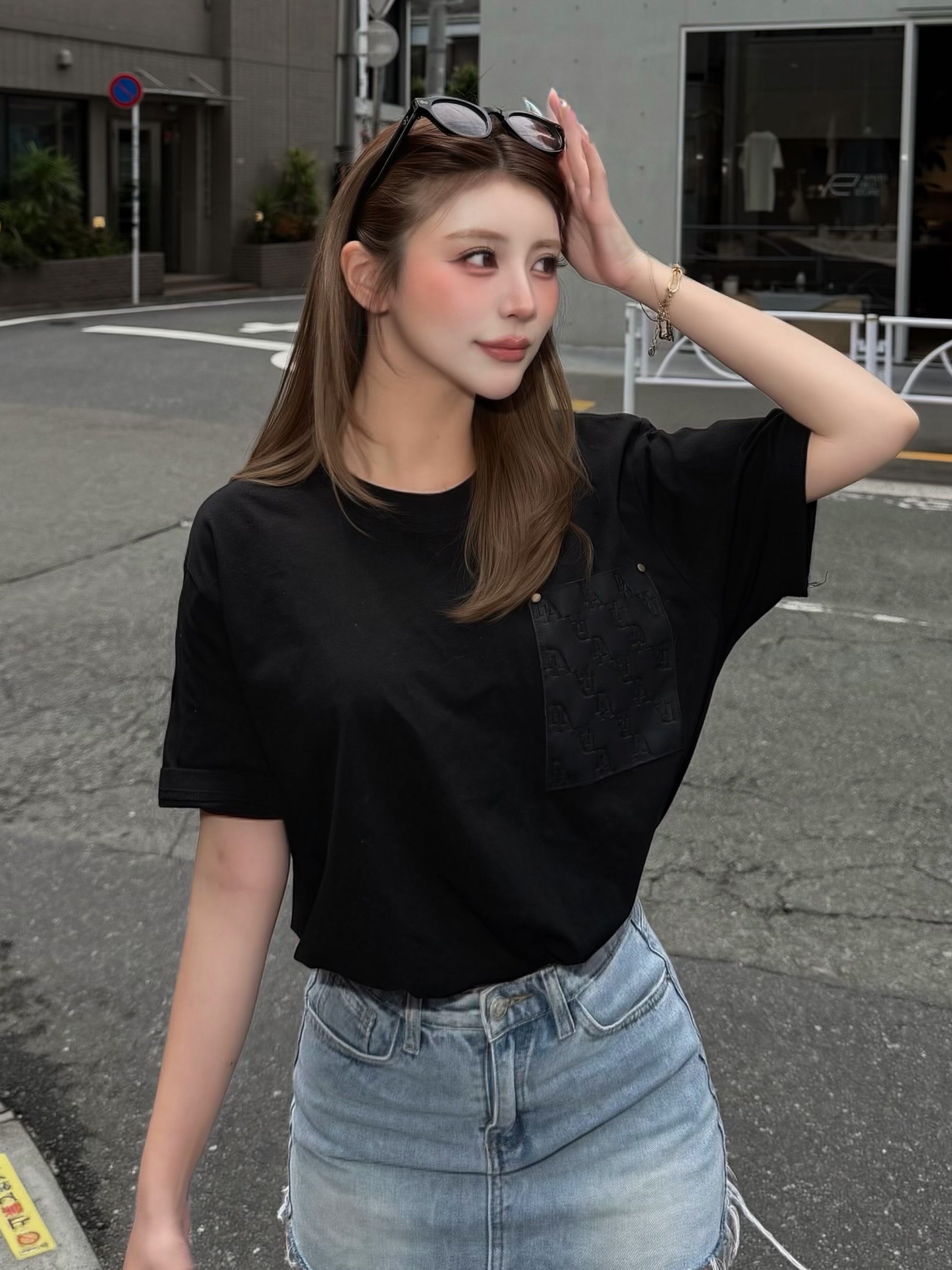 【予約】Leather pocket over Tee(7月中旬〜8月中旬発送予定)