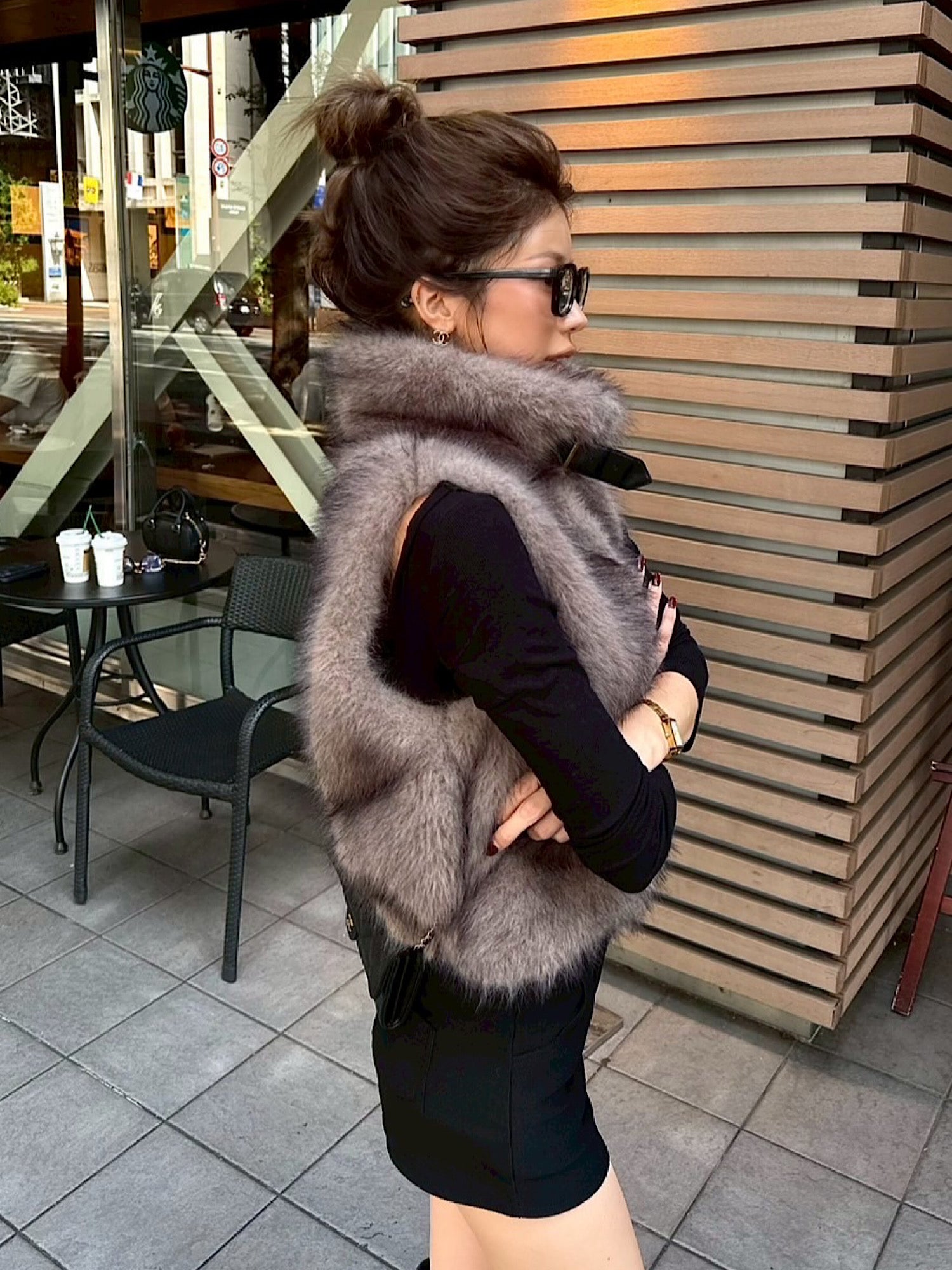 【予約】Premium eco fur belted vest(11月上旬〜中旬発送予定)