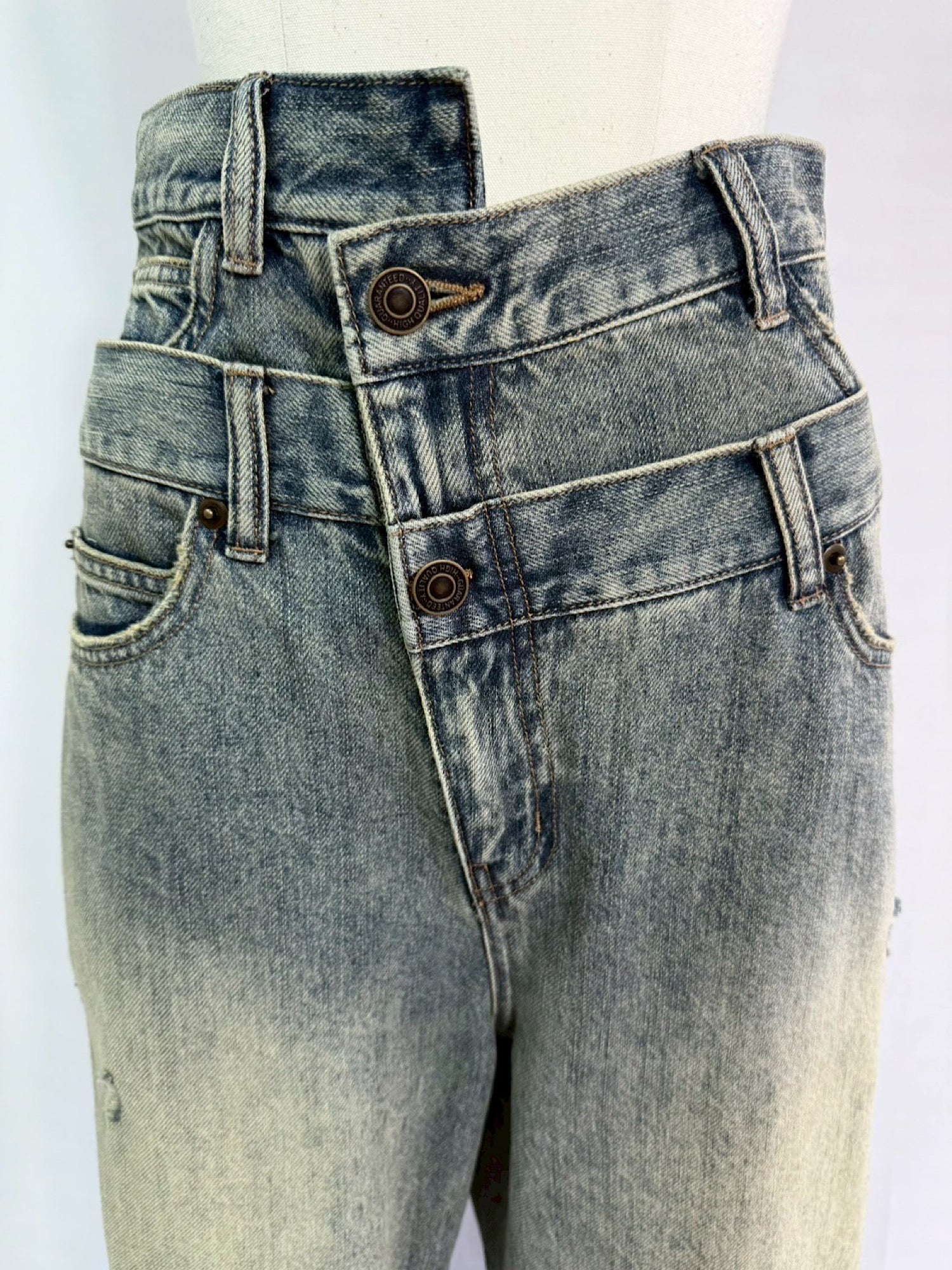Waist layered loose denim