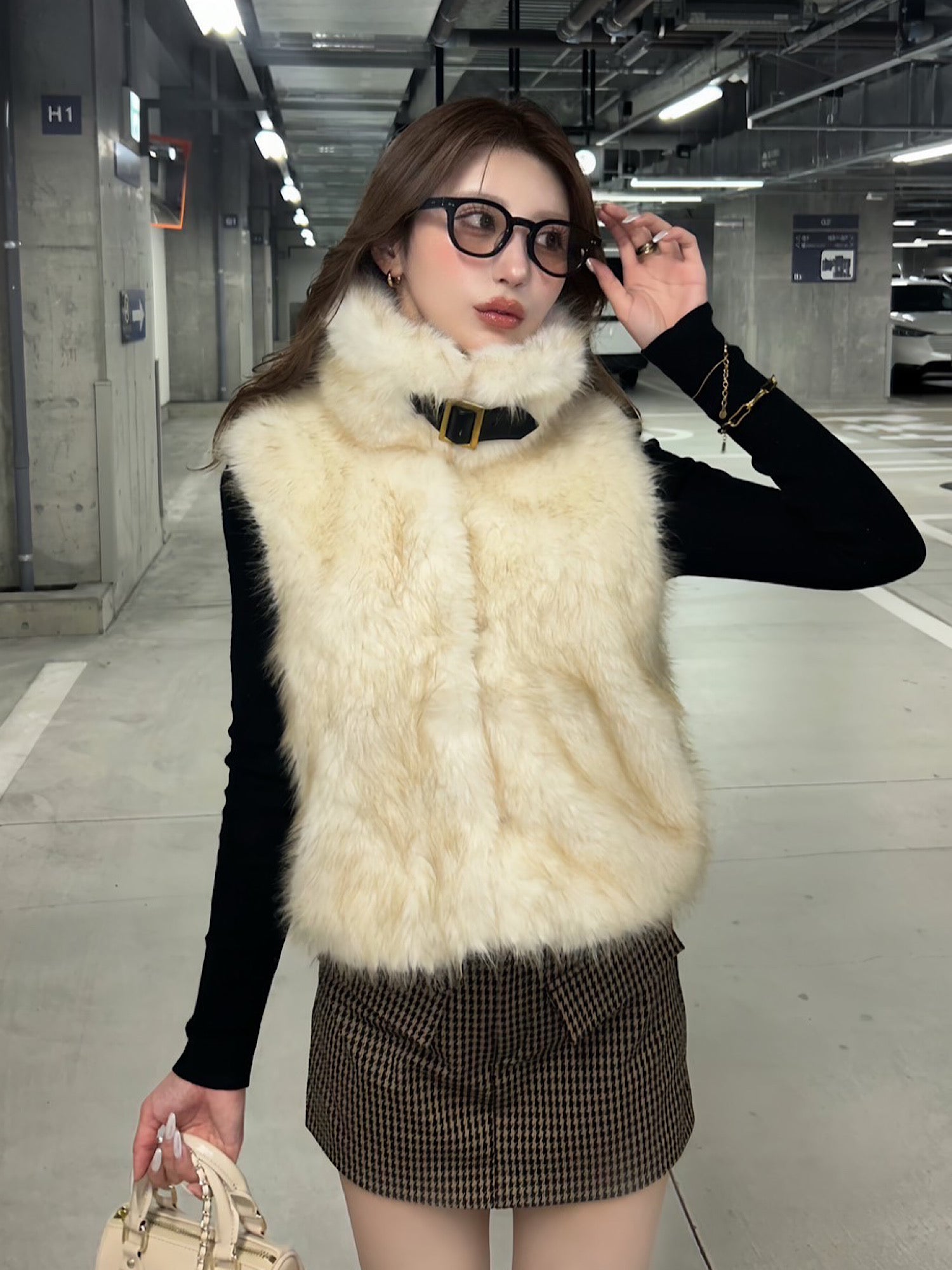 【予約】Premium eco fur belted vest(11月上旬〜中旬発送予定)