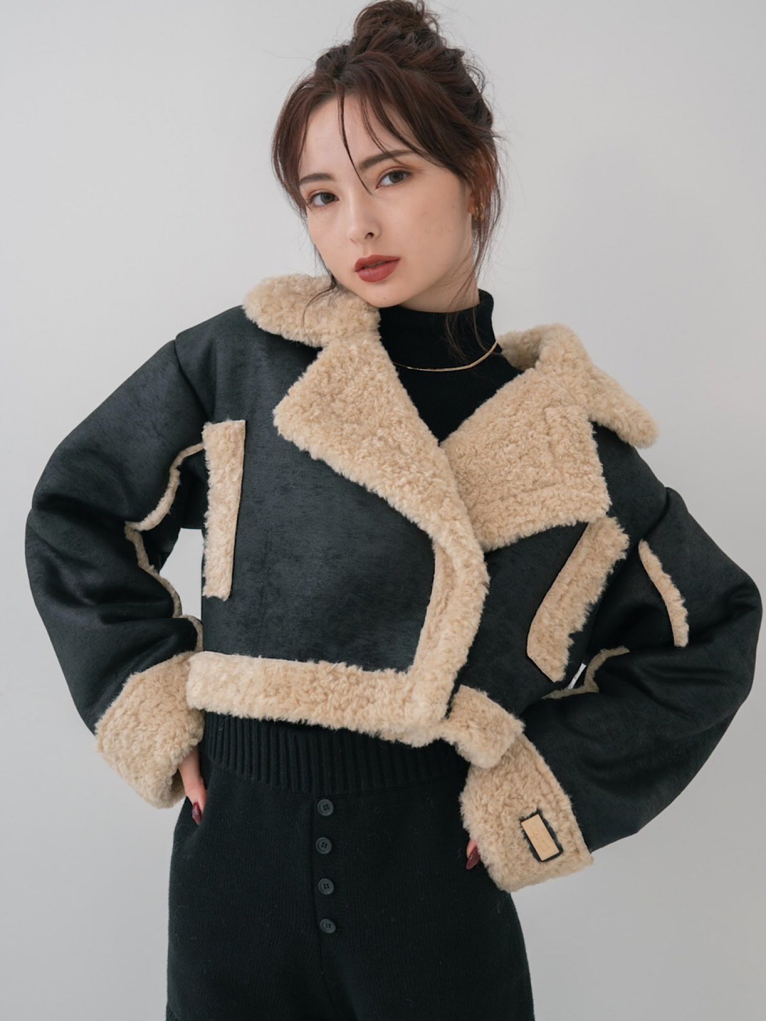 Cropped boa mouton jacket